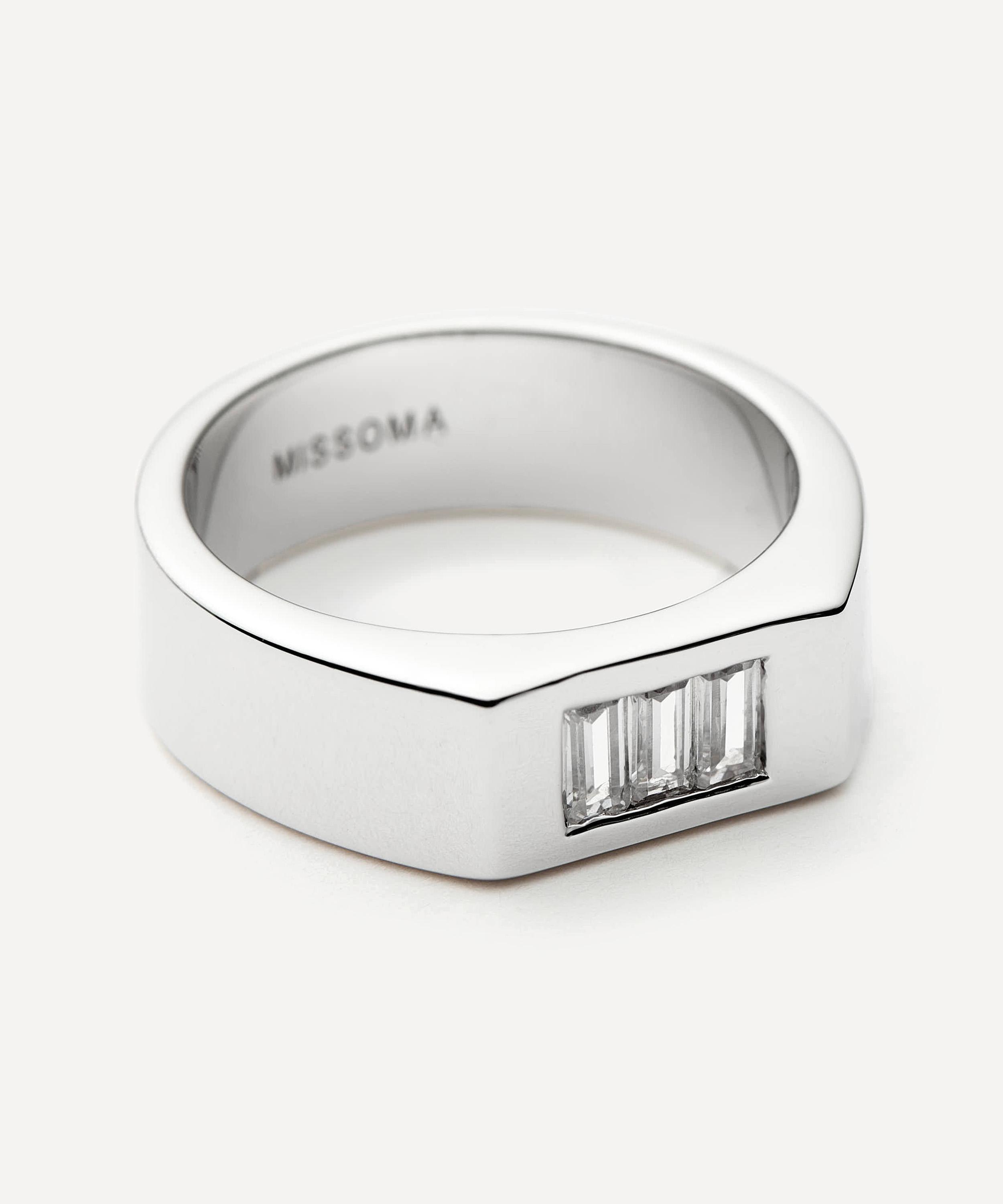 Missoma - X Lucy Williams Rhodium-Plated Triple Stone Chunky Ring image number 1