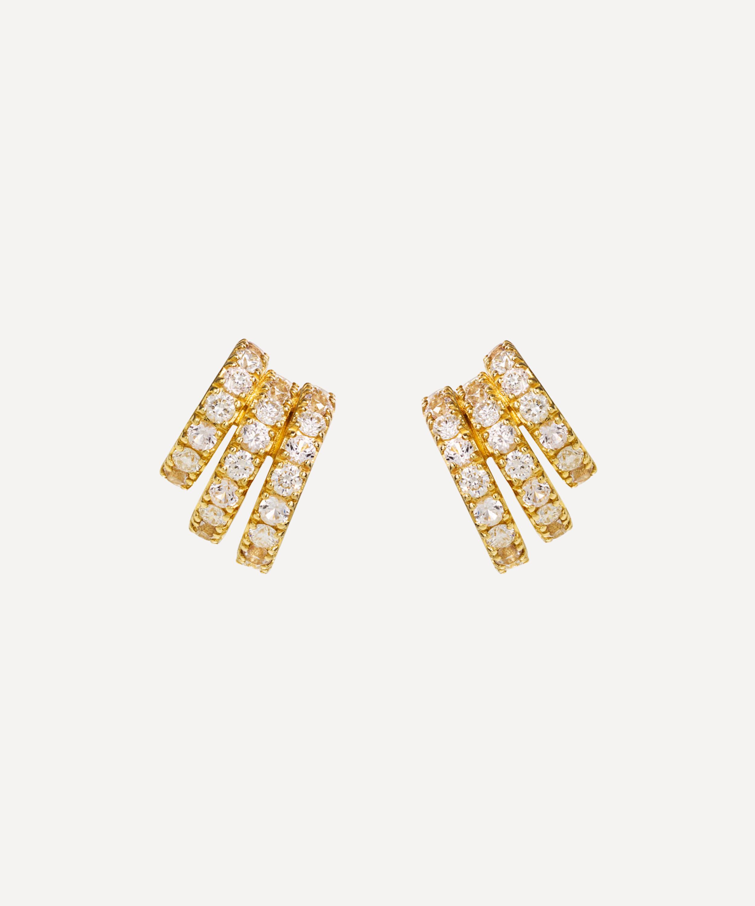 By Pariah - 14ct Gold Classic Pave Earrings