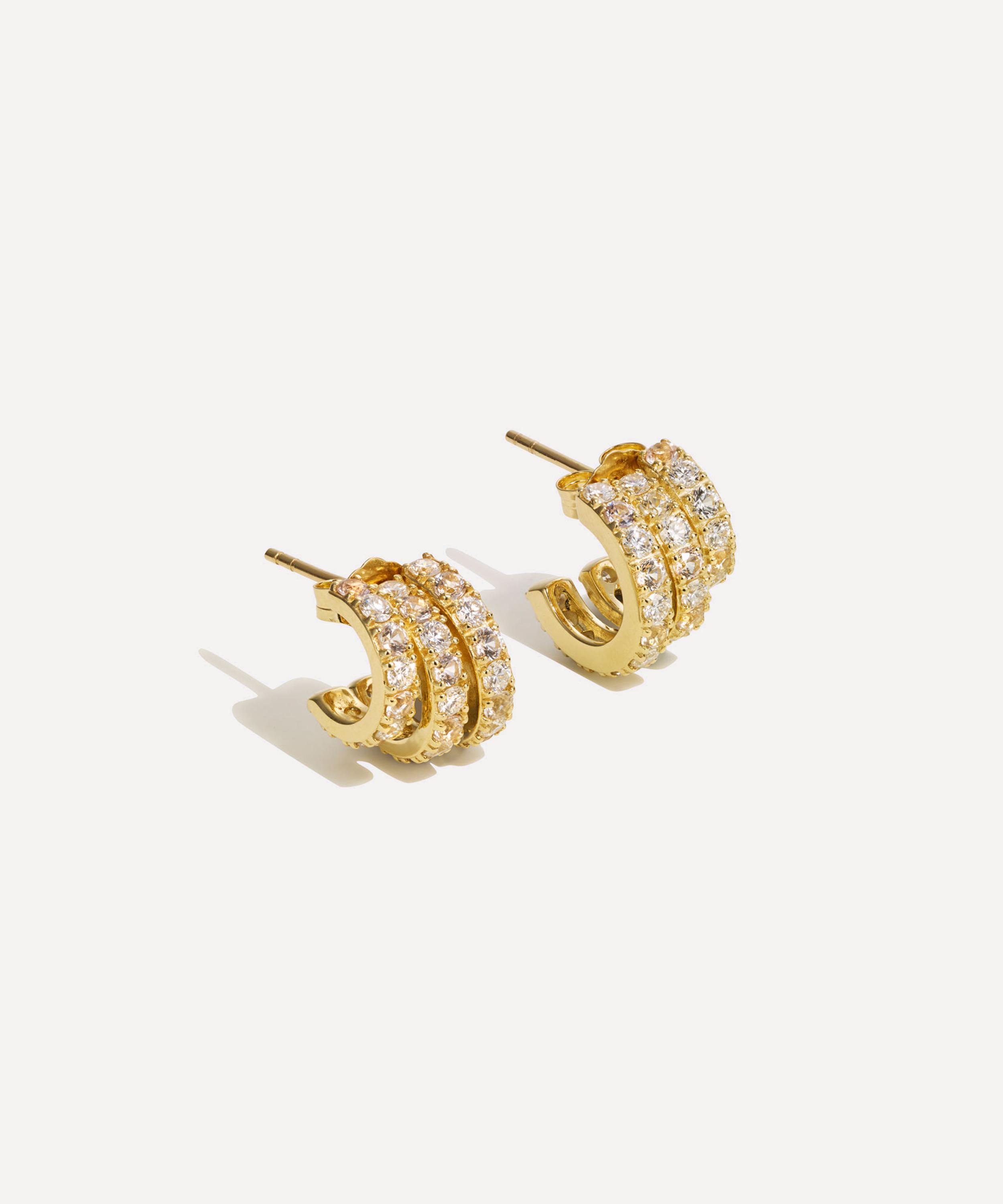 By Pariah - 14ct Gold Classic Pave Earrings image number 1