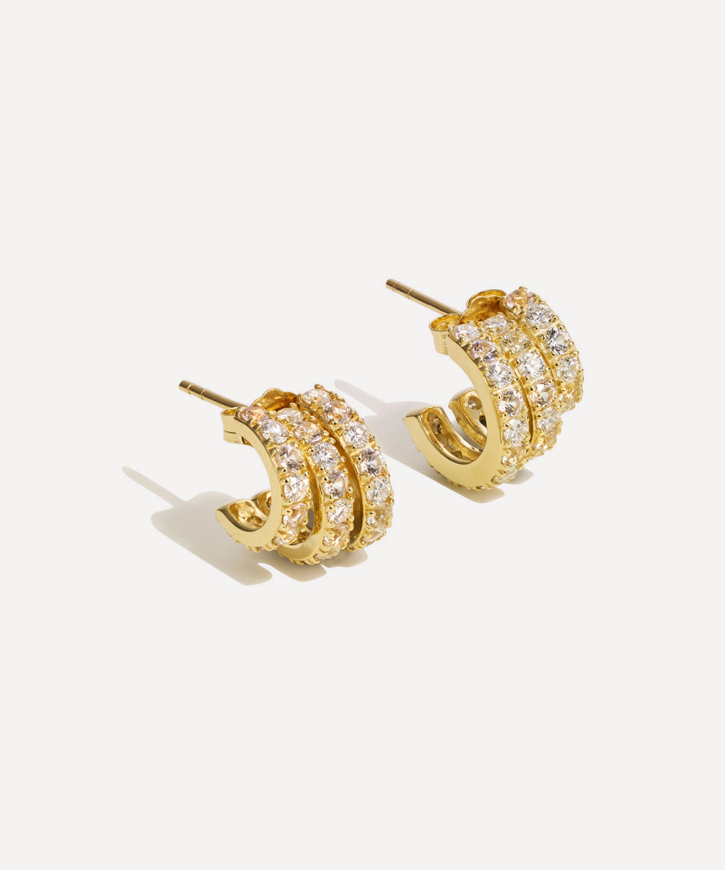 By Pariah - 14ct Gold Classic Pave Earrings image number 2