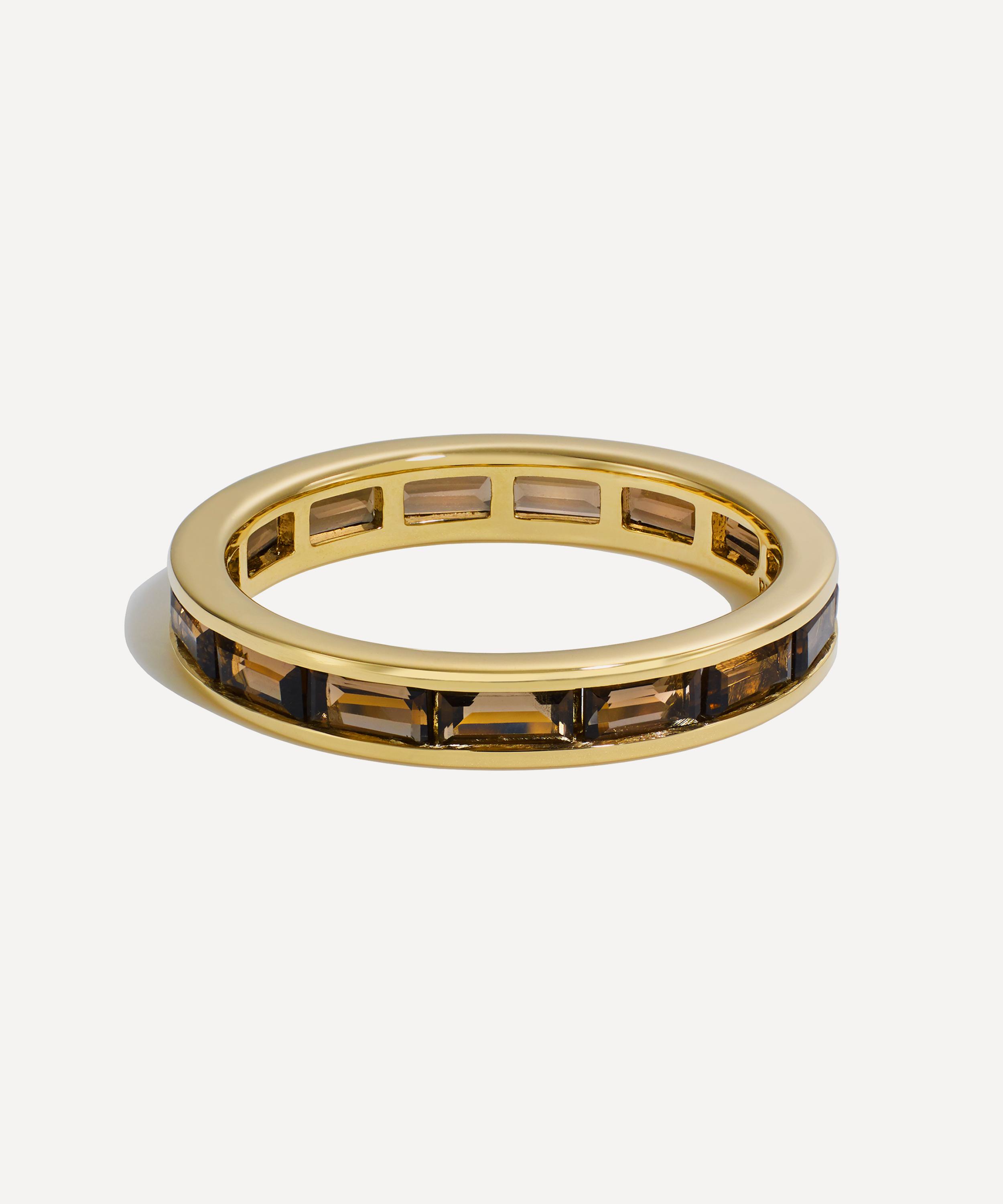 By Pariah - 14ct Gold Prism Smoky Quartz Stacking Ring