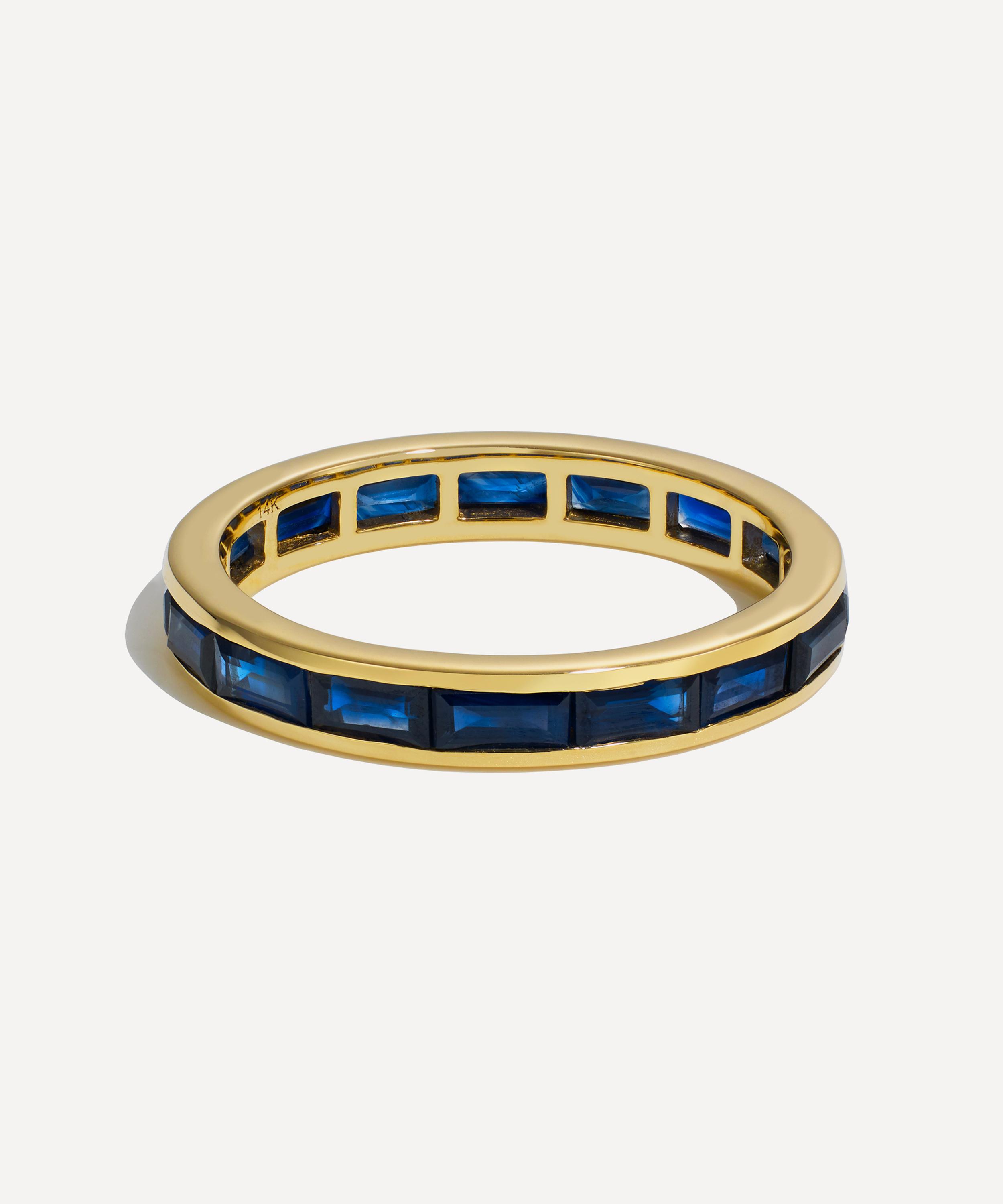 By Pariah - 14ct Gold Prism Blue Sapphire Stacking Ring