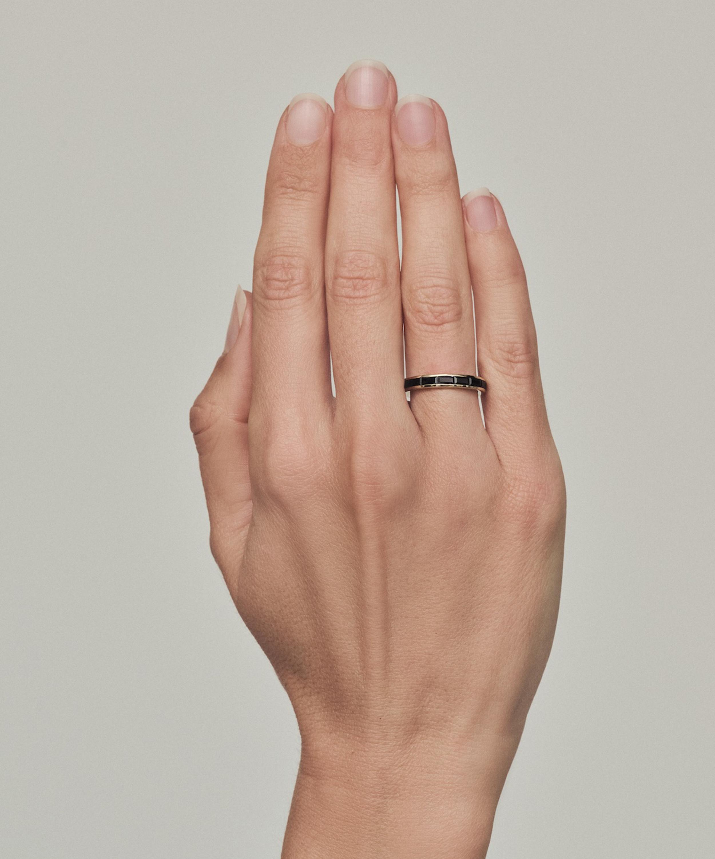 By Pariah - 14ct Gold Prism Blue Sapphire Stacking Ring image number 1