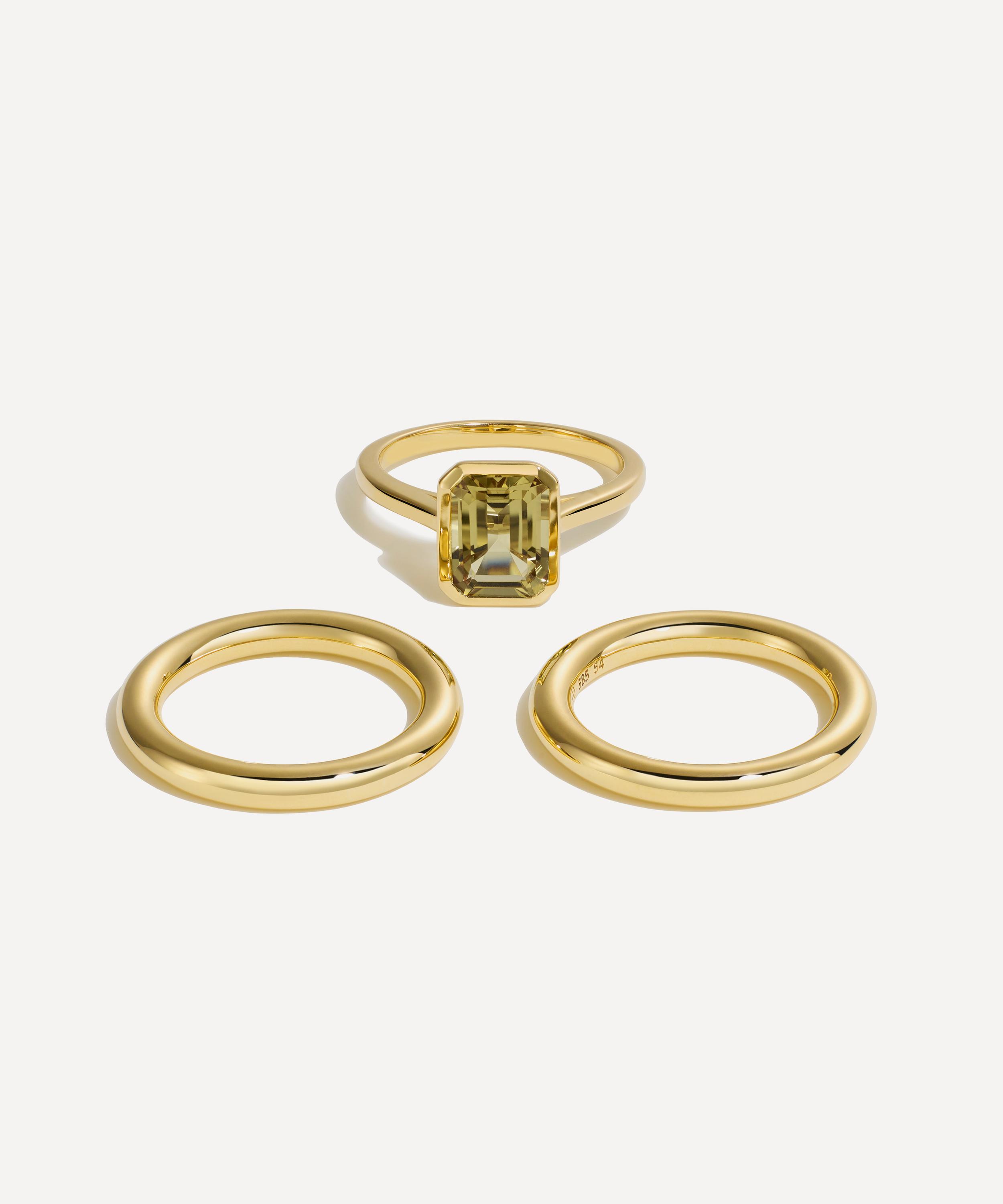 By Pariah - 14ct Gold Lumen Champagne Quartz Ring Stack image number 2