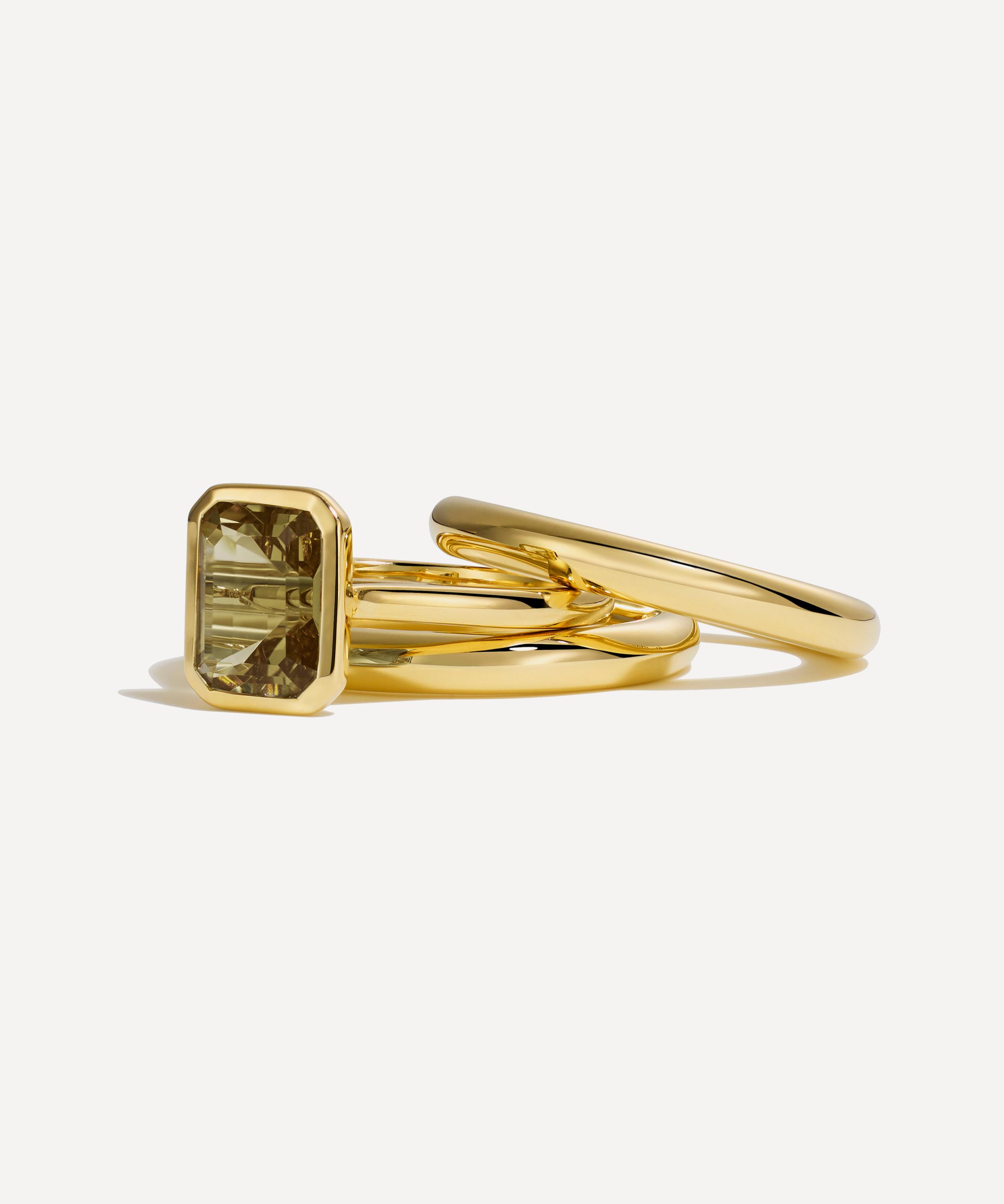 By Pariah - 14ct Gold Lumen Champagne Quartz Ring Stack image number 2