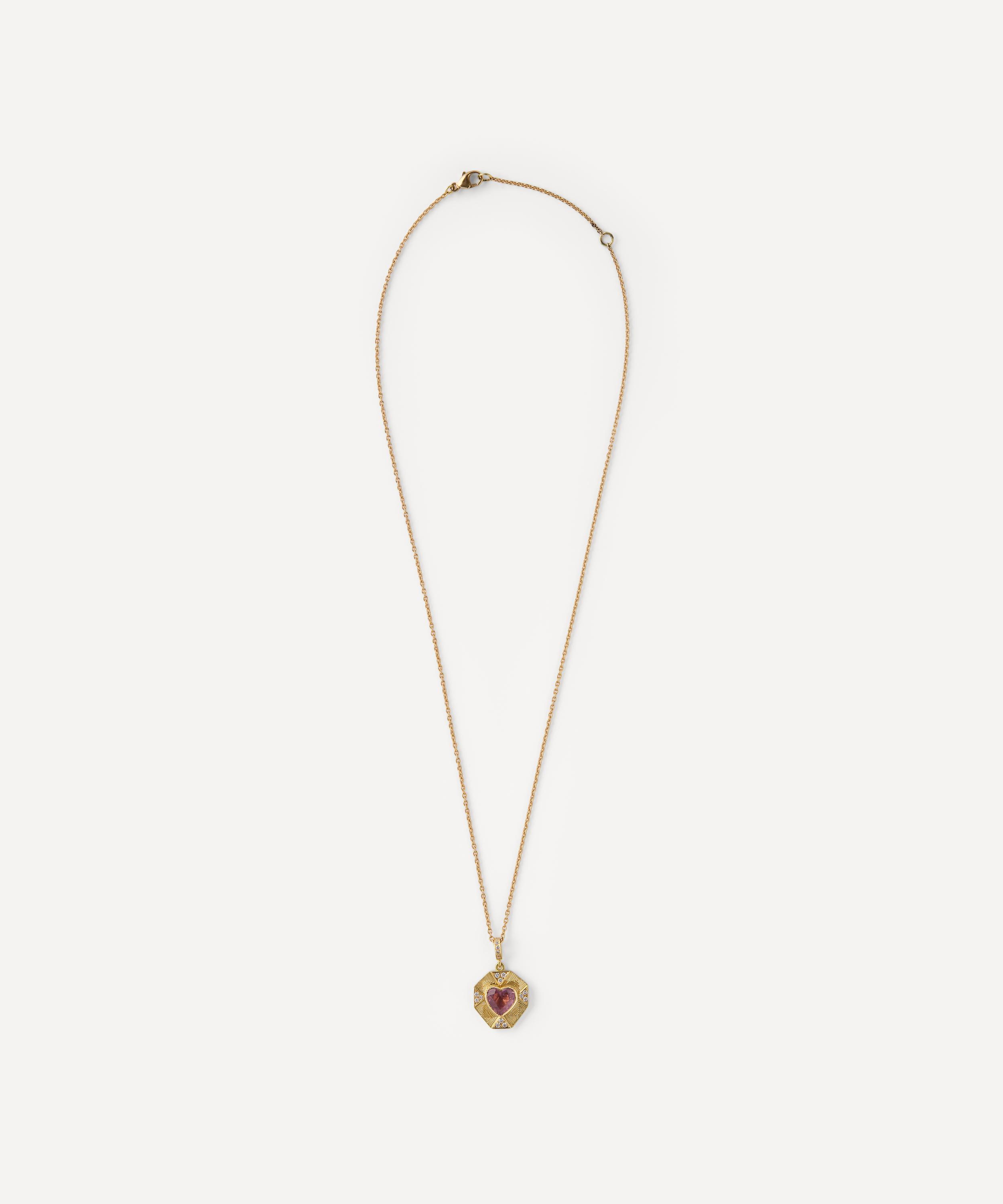 Brooke Gregson - 18ct Gold Talisman Heart Shield Tourmaline Pendant Necklace