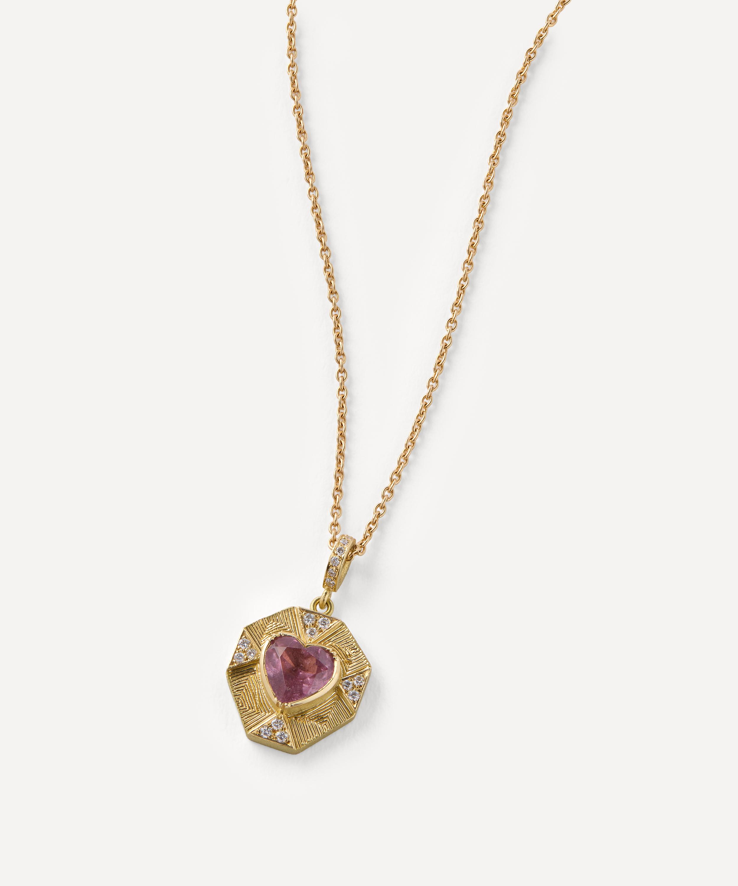 Brooke Gregson - 18ct Gold Talisman Heart Shield Tourmaline Pendant Necklace image number 1