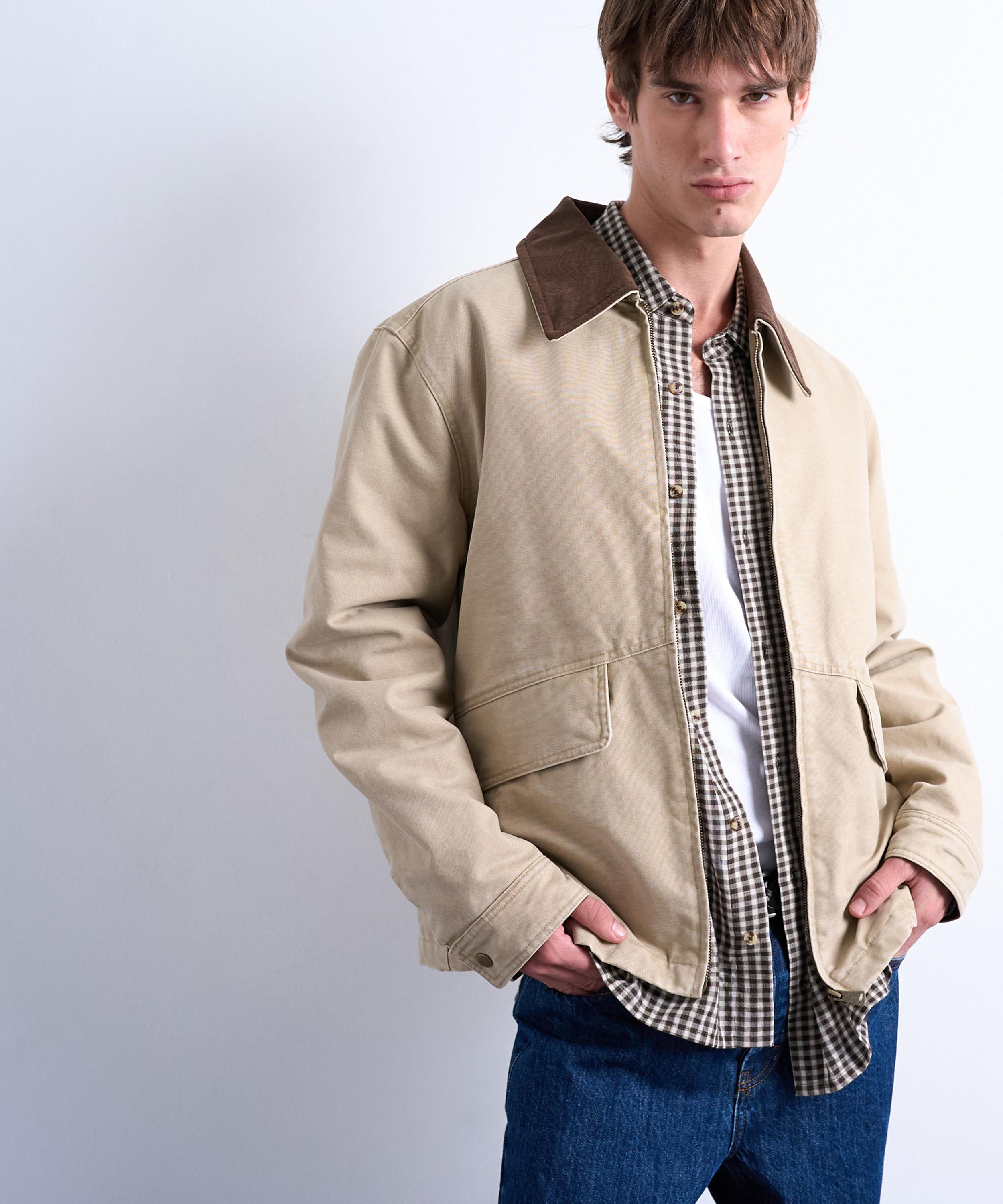 TOPMAN - Washed Stone Padded Canvas Jacket