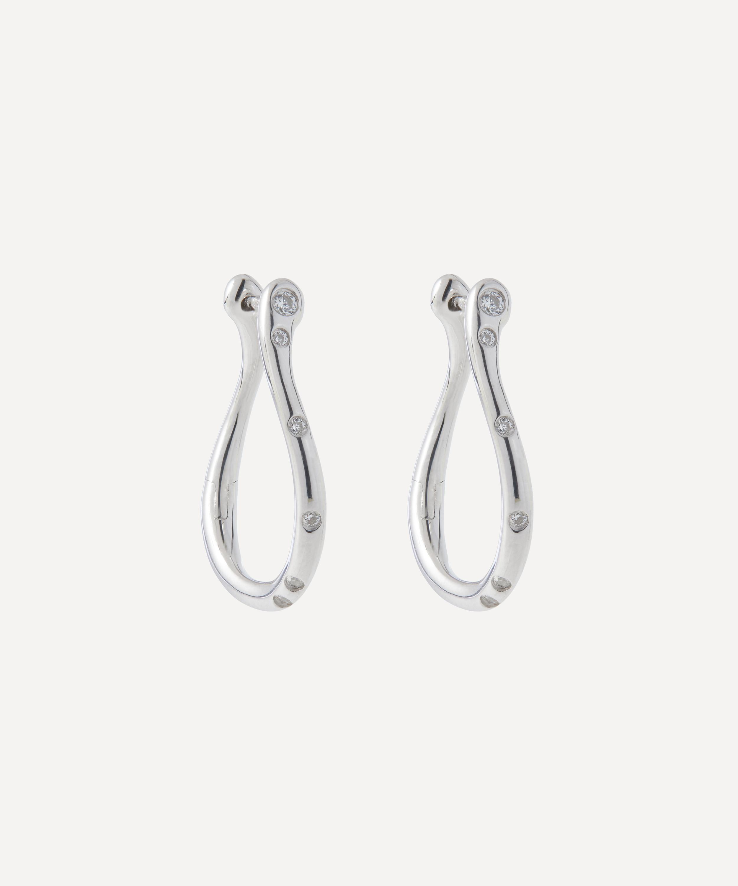 PDPAOLA - Rhodium-Plated Air Mini Hoop Earrings