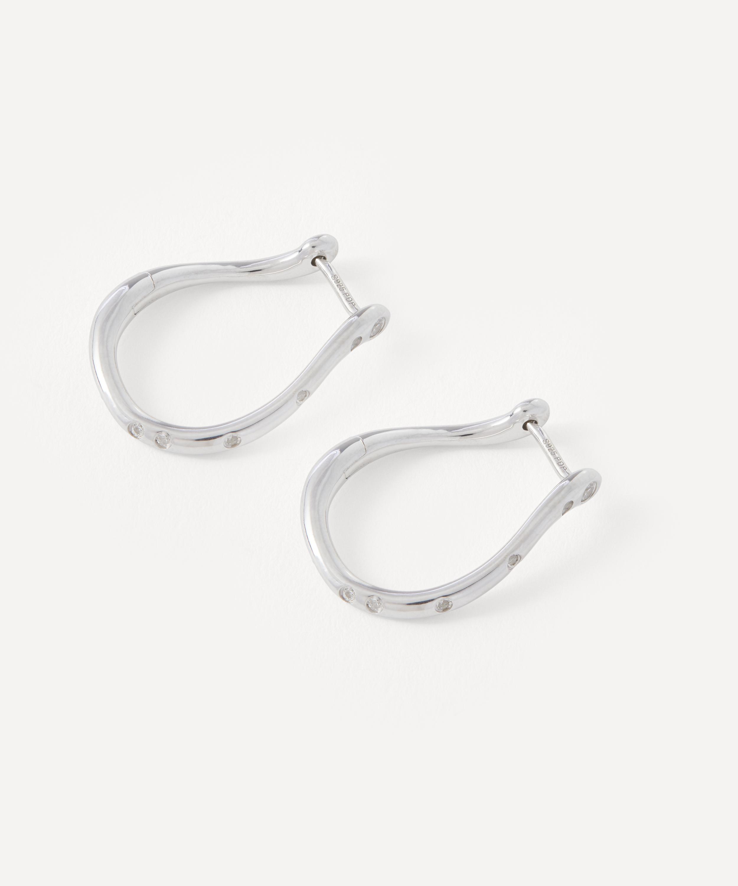 PDPAOLA - Rhodium-Plated Air Mini Hoop Earrings image number 1