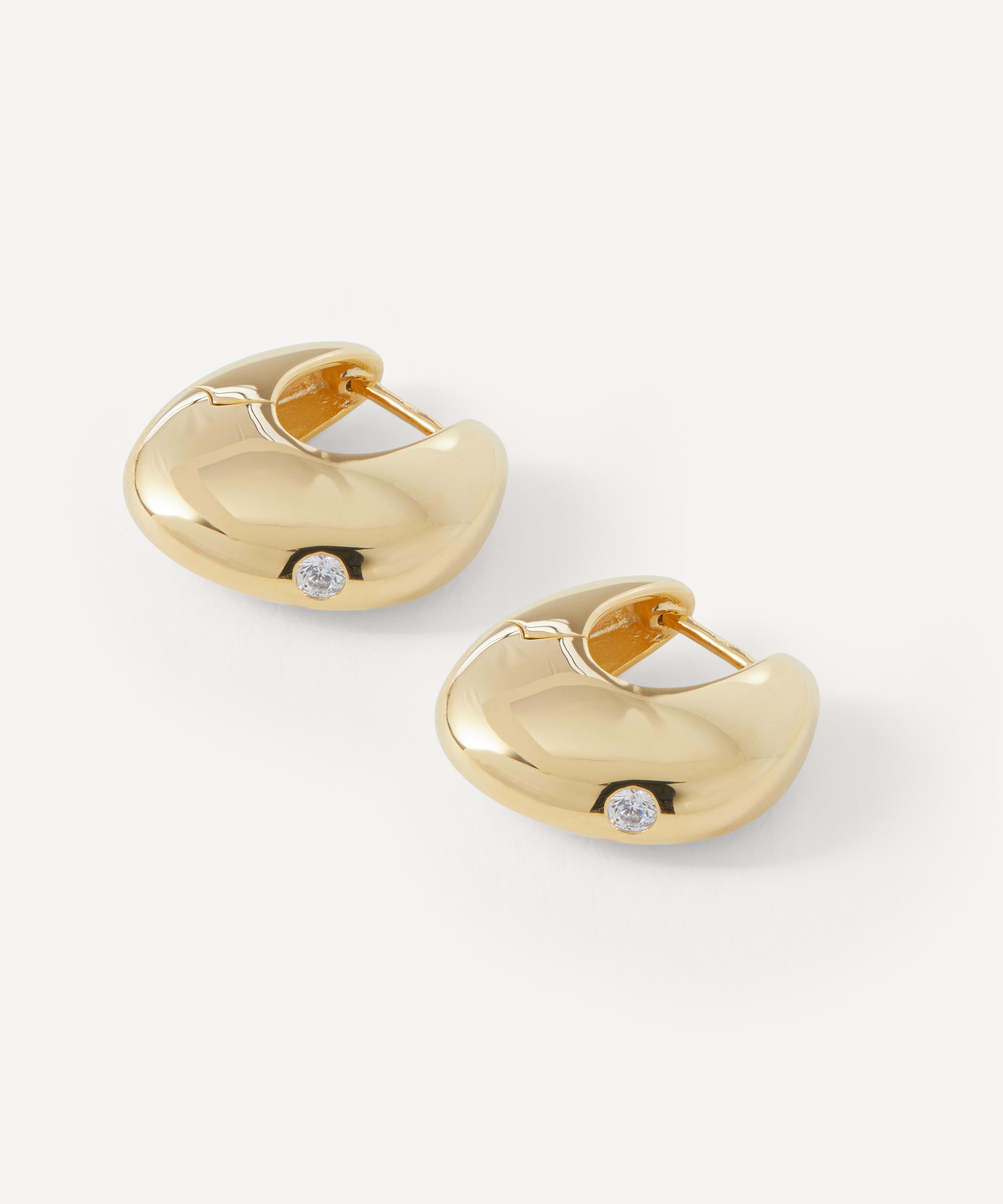 PDPAOLA - 18ct Gold-Plated Sterling Silver Wave Huggie Hoop Earrings image number 1