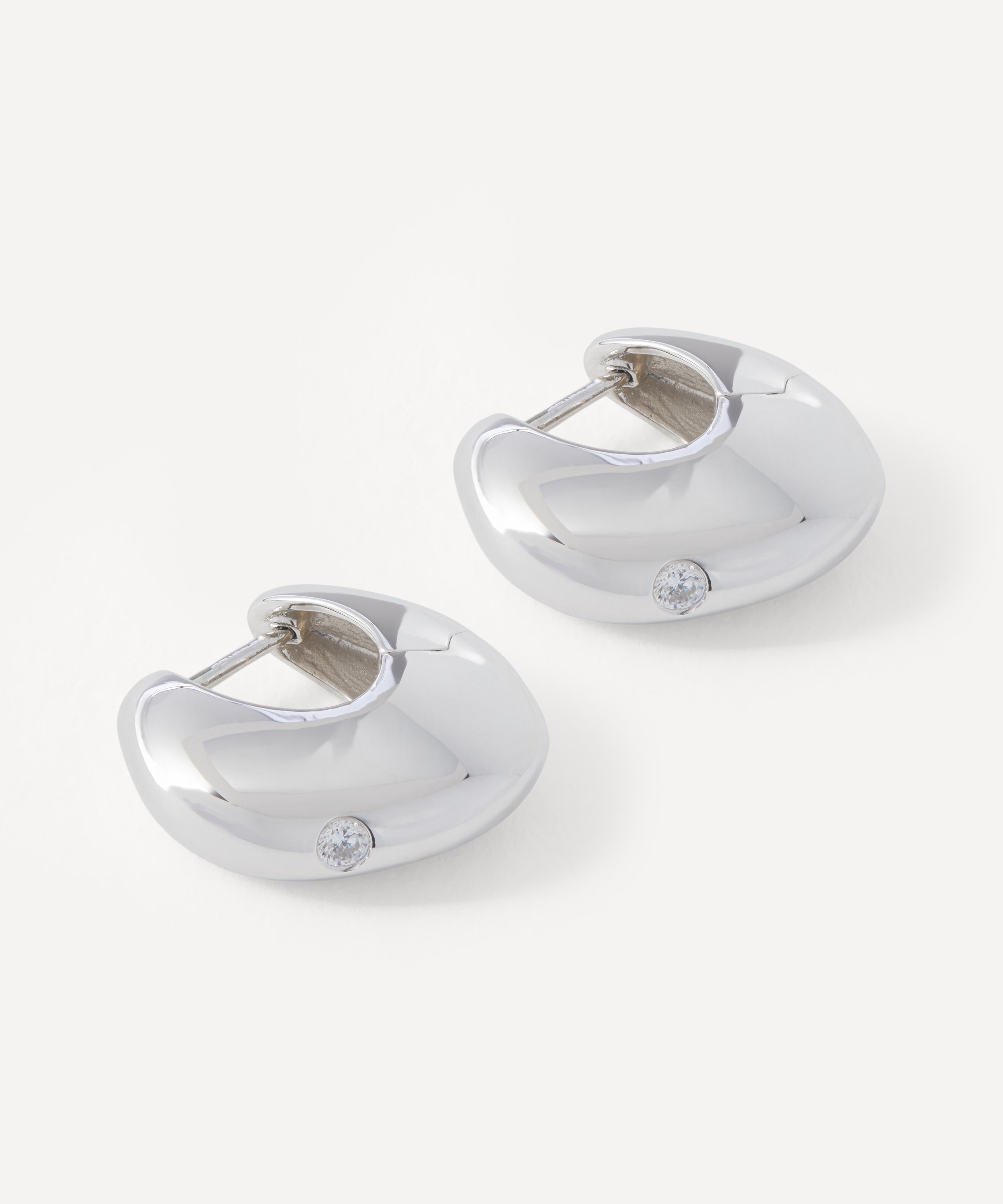 PDPAOLA - Sterling Silver Wave Huggie Hoop Earrings image number 1