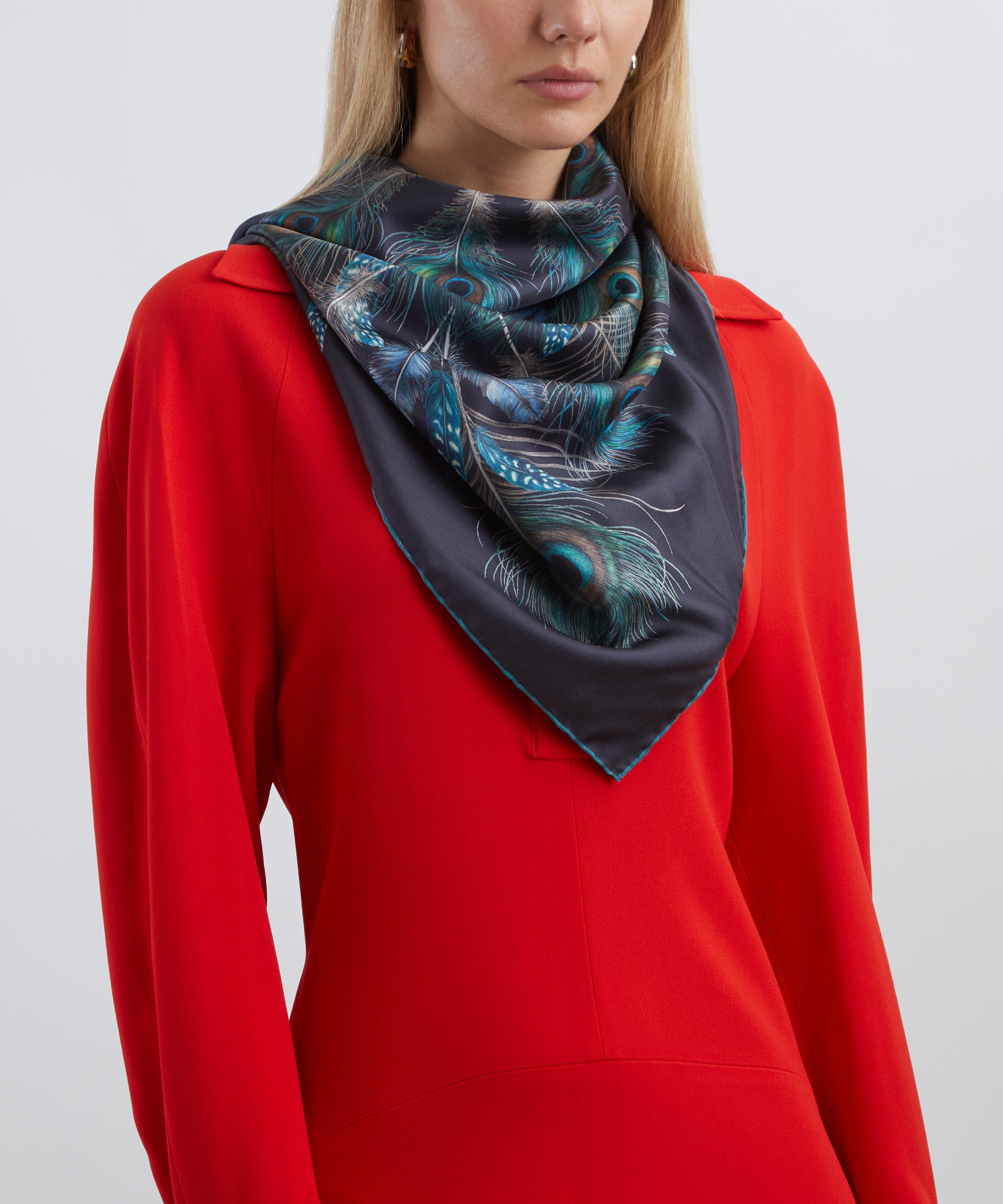 Liberty - Peacock Manor Plume Silk Scarf 90 image number 1