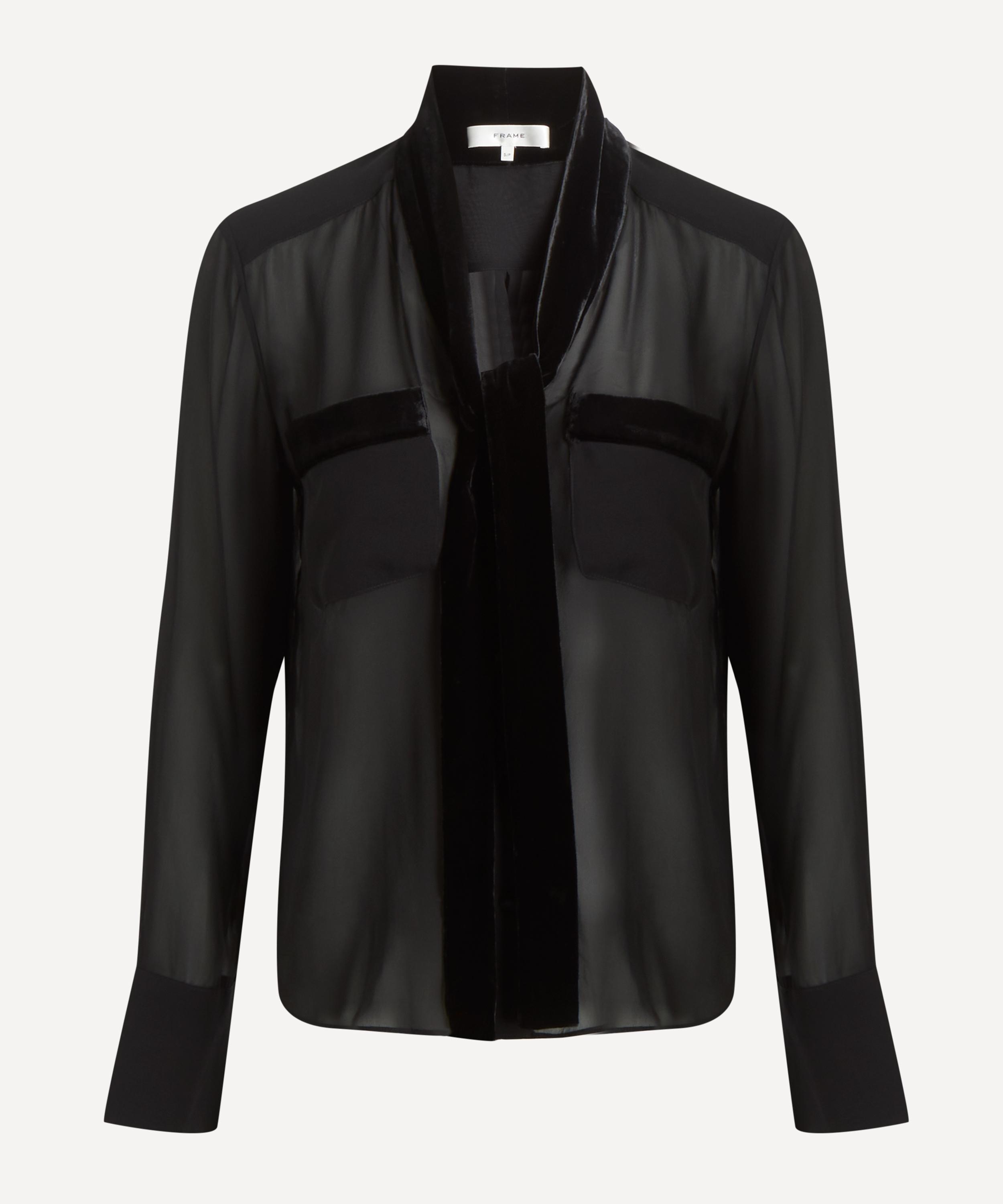 Frame - Velvet Trim Silk Blouse