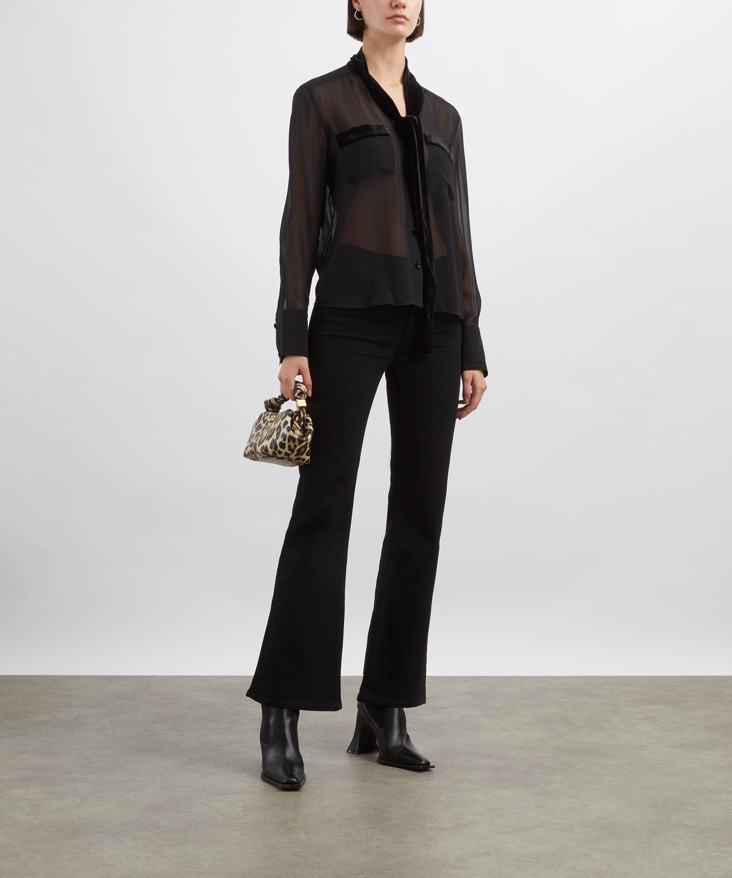 Frame - Velvet Trim Silk Blouse image number 1