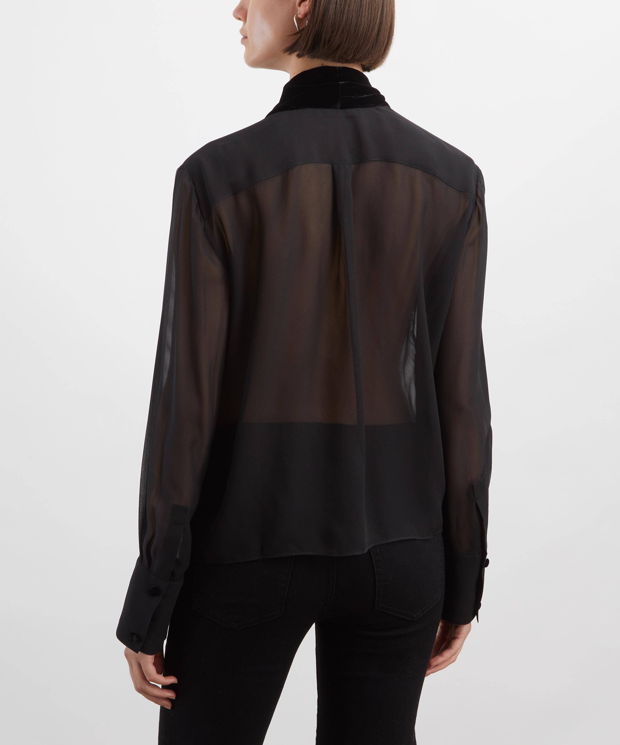 Frame - Velvet Trim Silk Blouse image number 3
