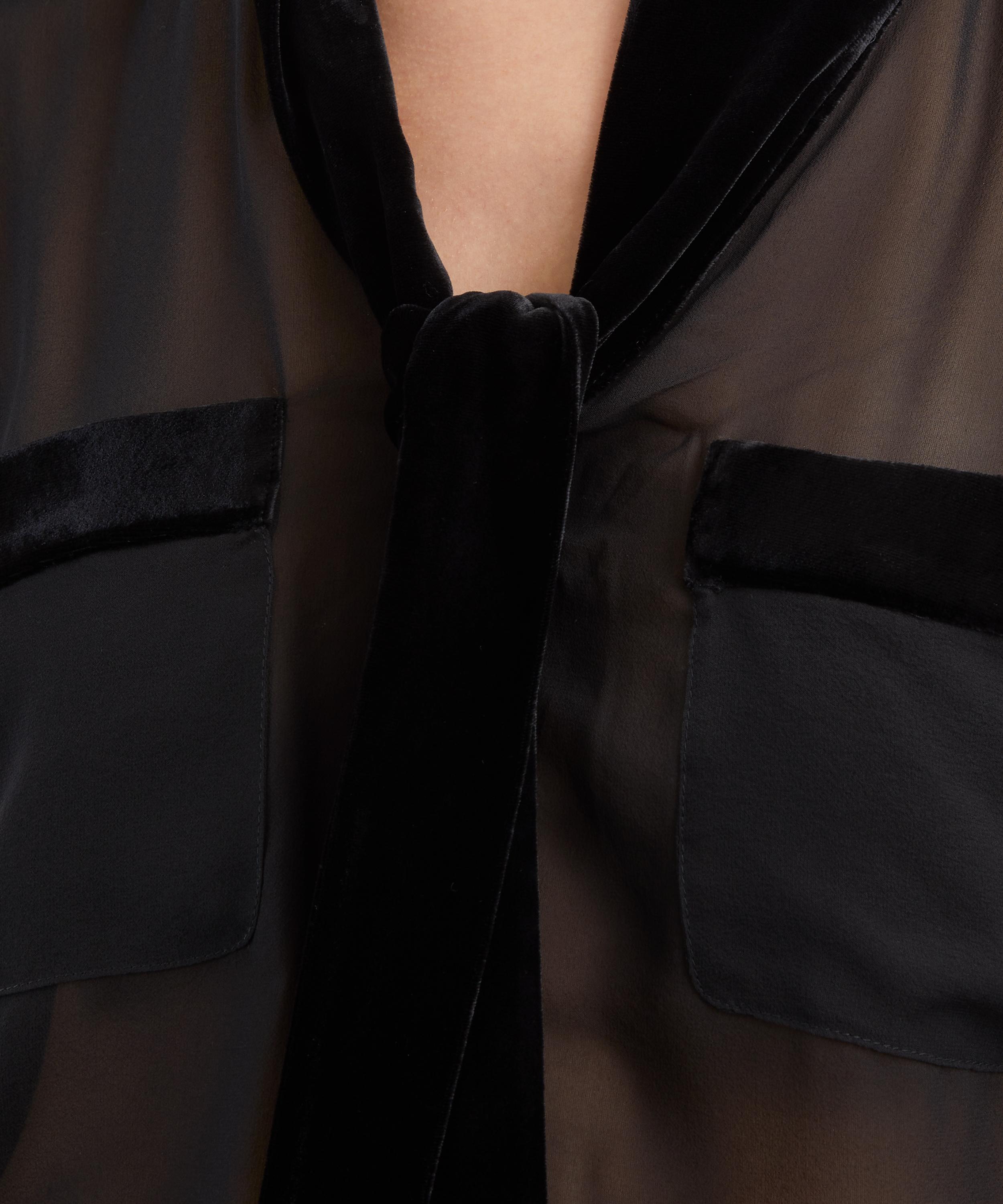Frame - Velvet Trim Silk Blouse image number 4