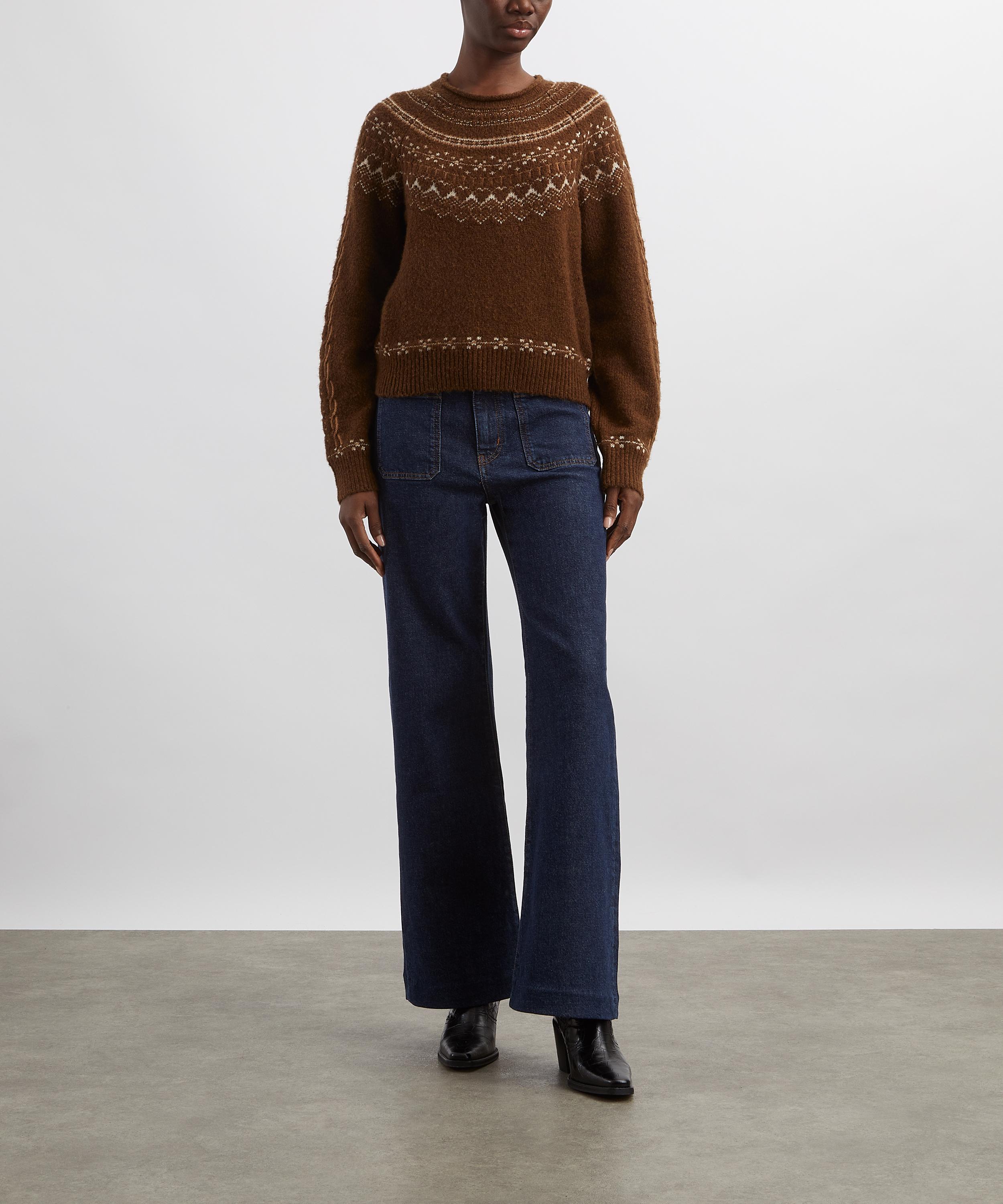 Frame - The Refined High-Rise Wide-Leg Jeans in Taboo image number 1