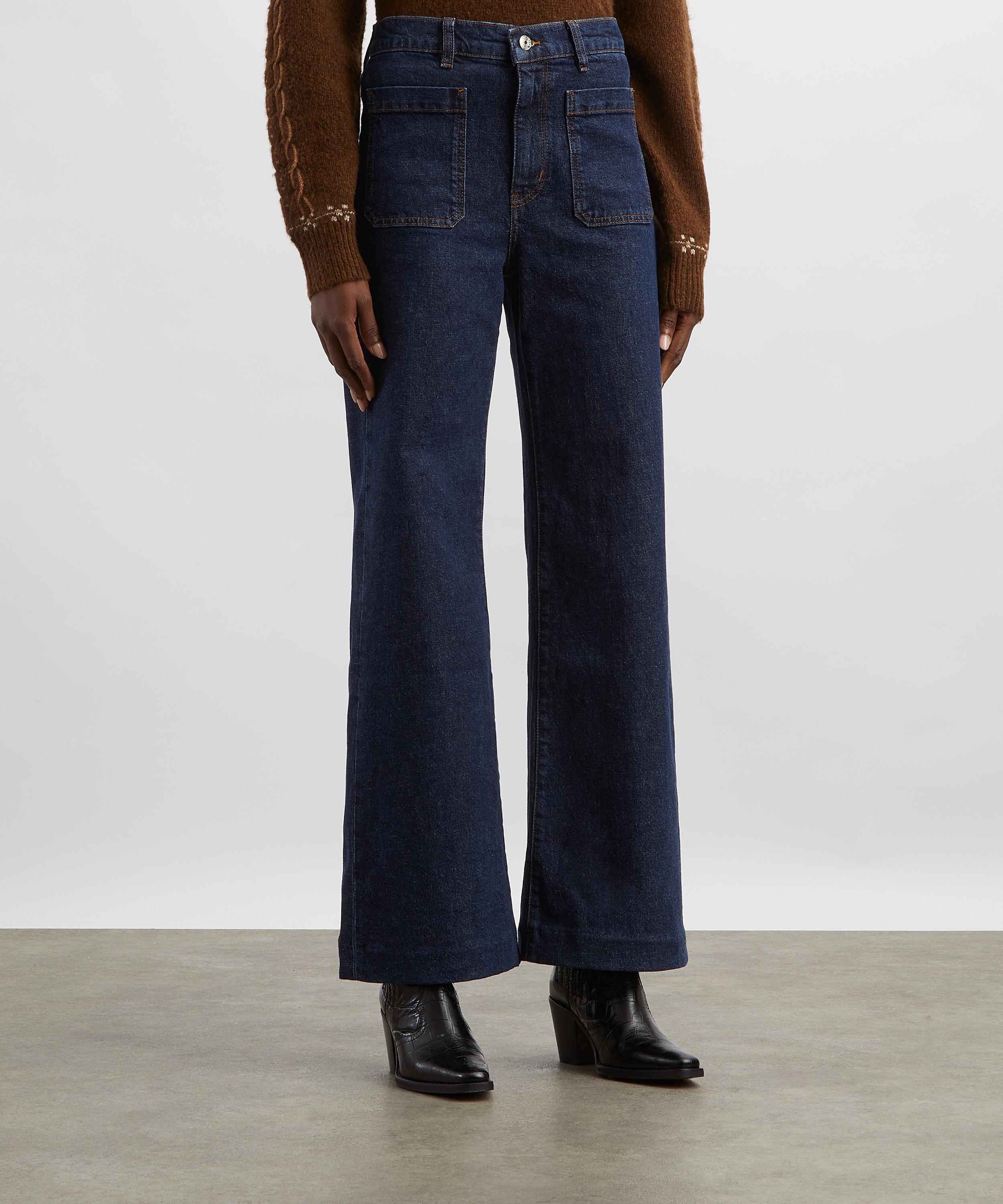 Frame - The Refined High-Rise Wide-Leg Jeans in Taboo image number 2