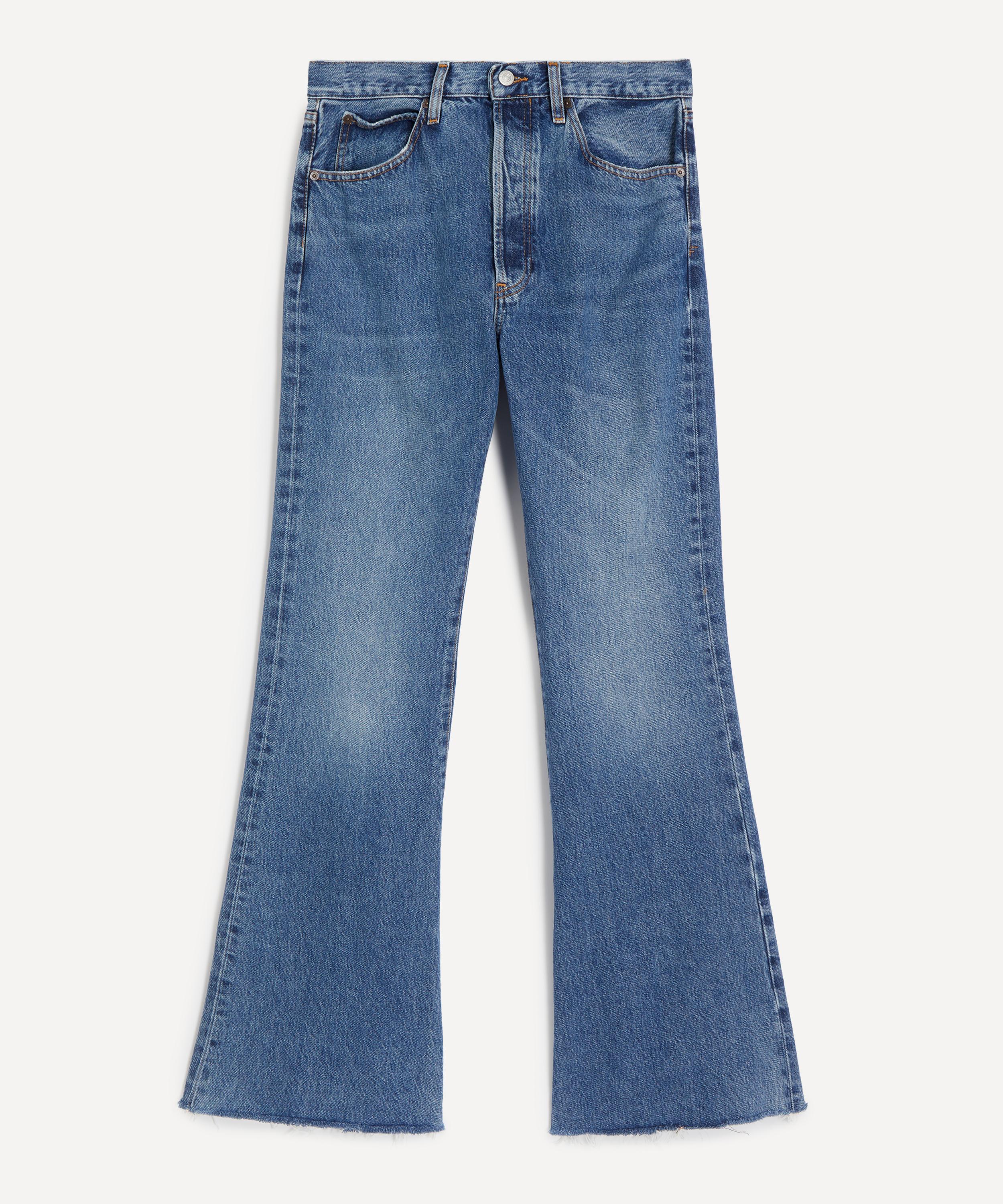 Frame - The Lax High-Rise Wide Jeans in Numeral Raw Fray