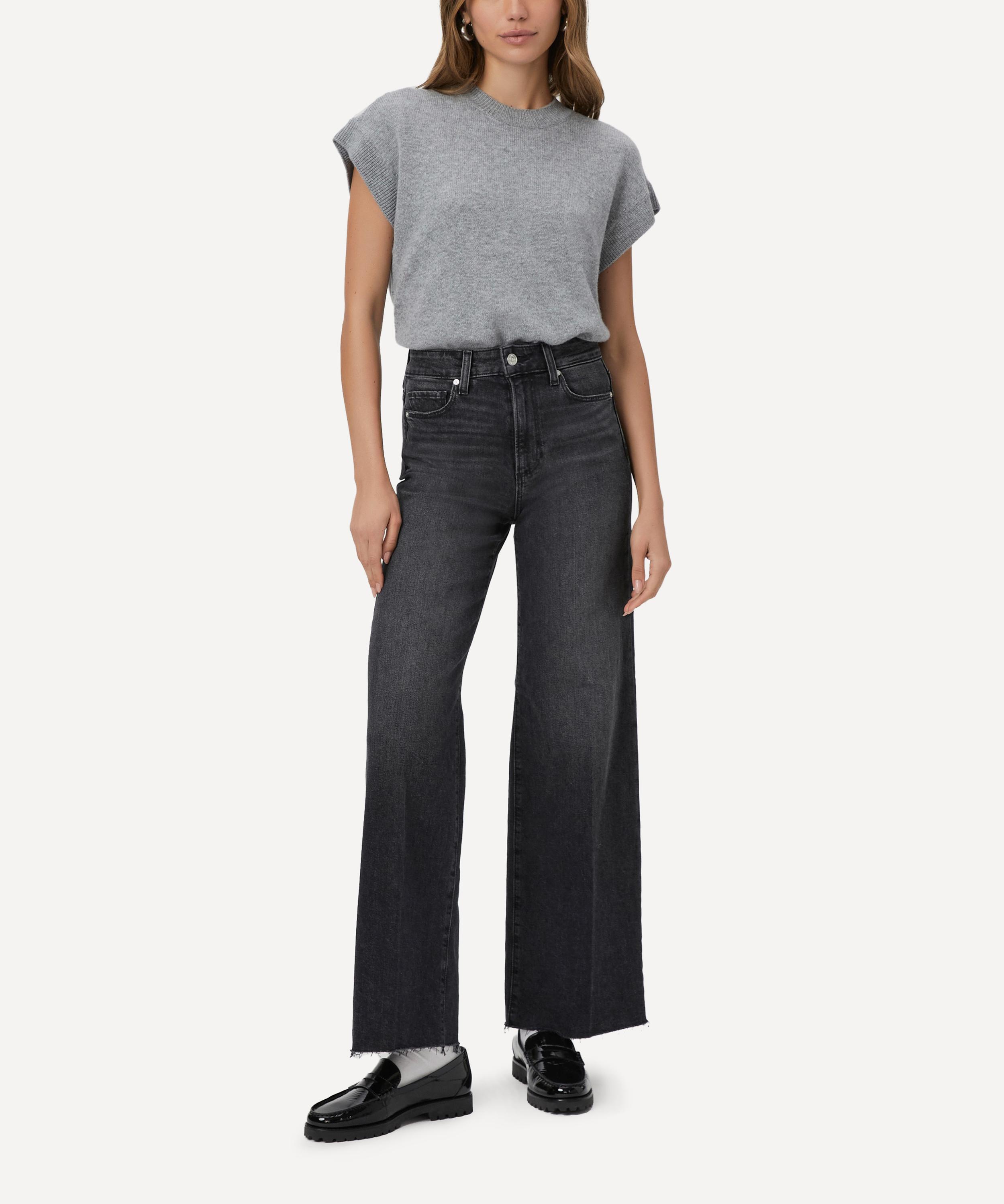 Paige - Anessa 31” Wide-Leg Jeans in Viper Black Distressed image number 1