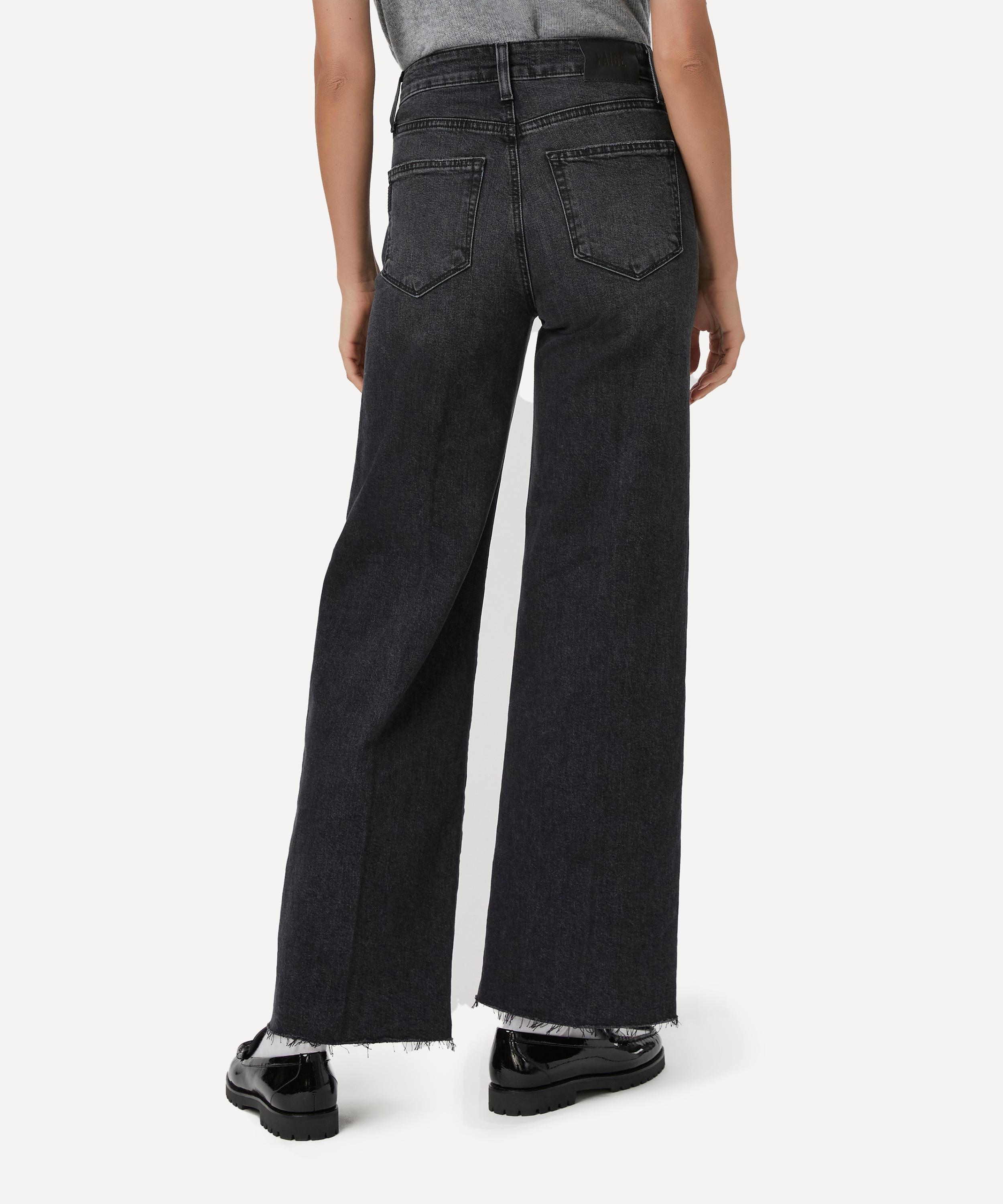 Paige - Anessa 31” Wide-Leg Jeans in Viper Black Distressed image number 4
