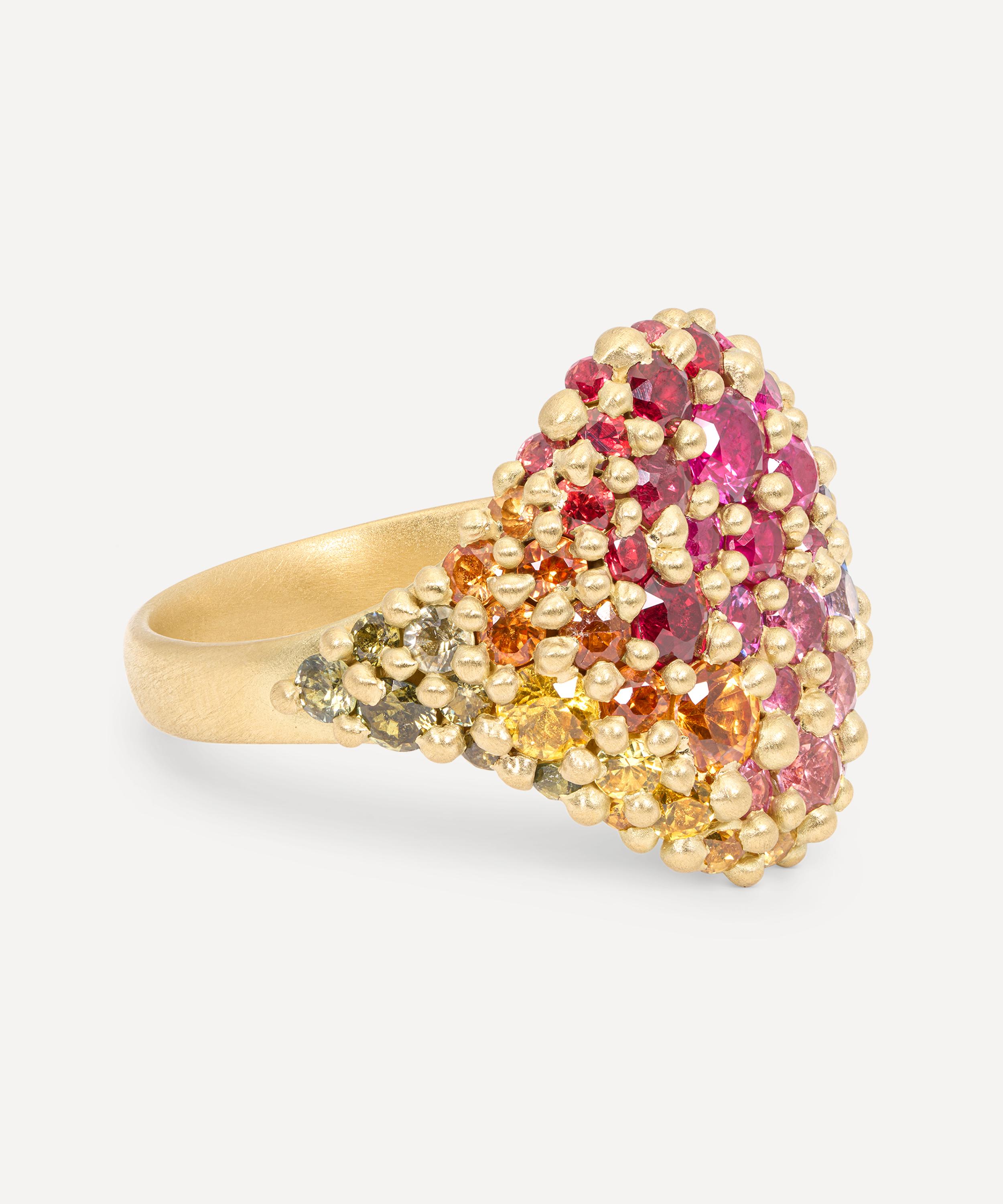 Polly Wales - 18ct Gold Rainbow River Signet Ring image number 1