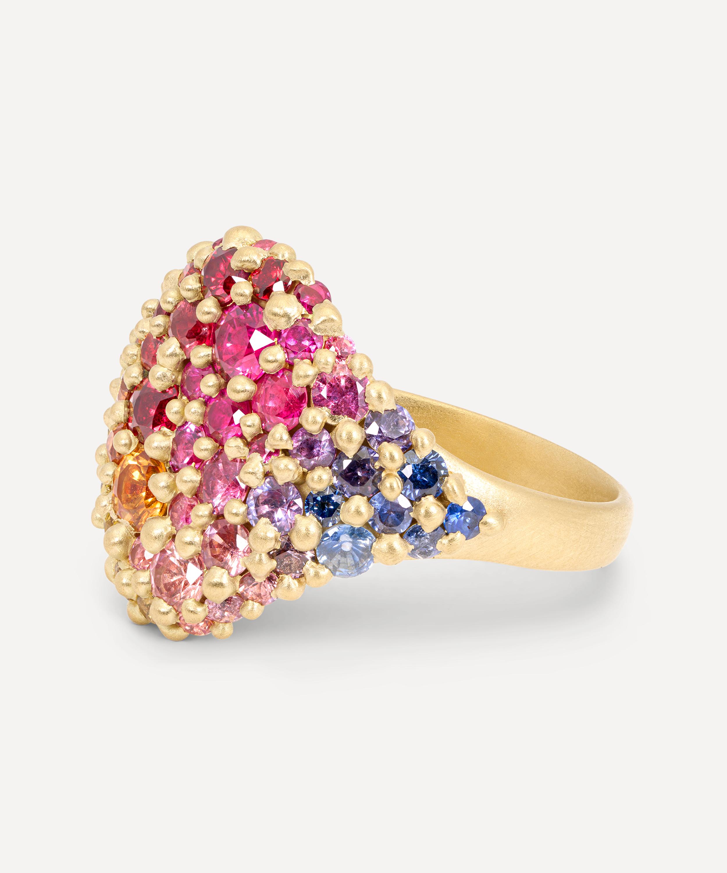 Polly Wales - 18ct Gold Rainbow River Signet Ring image number 2