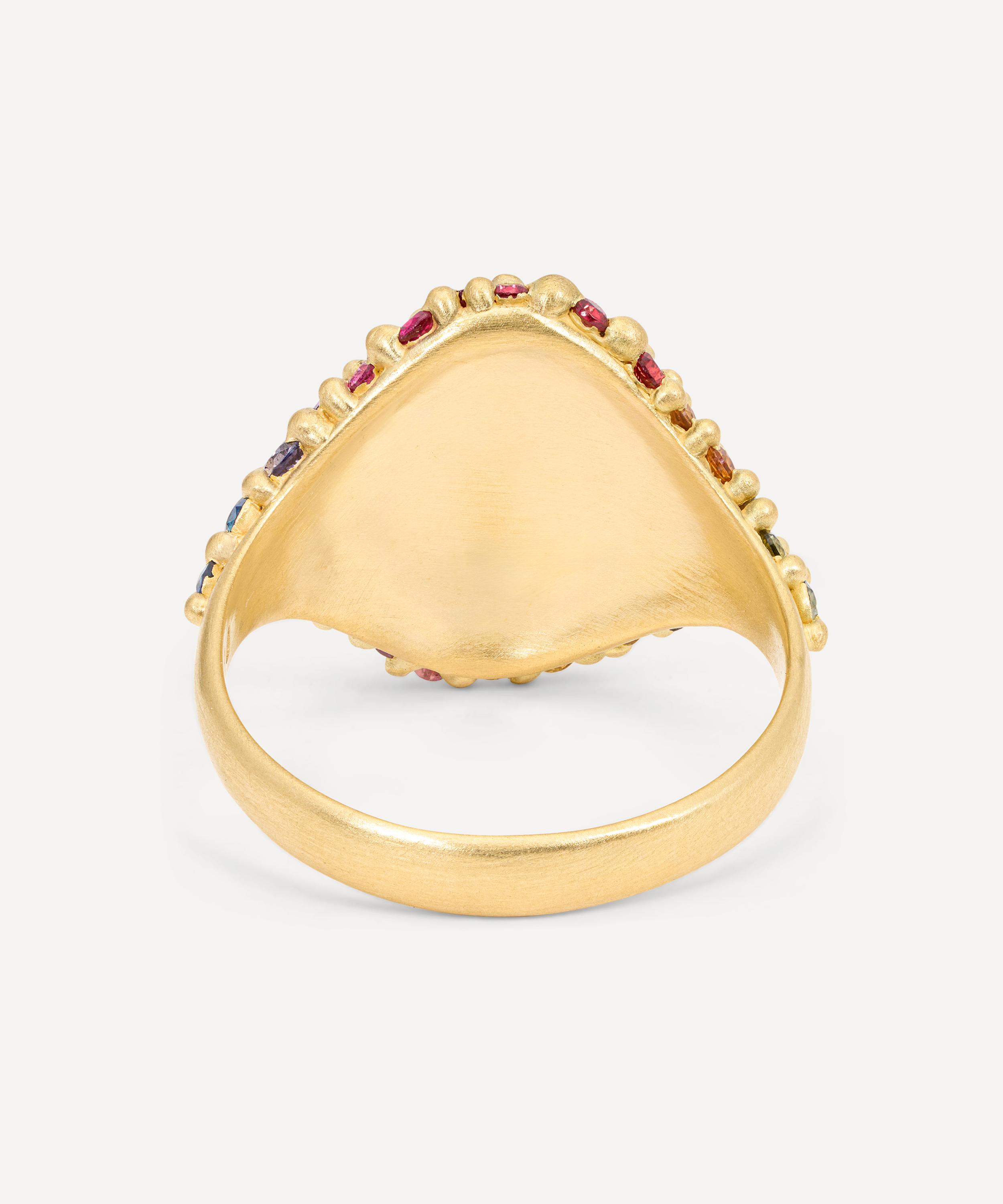 Polly Wales - 18ct Gold Rainbow River Signet Ring image number 3