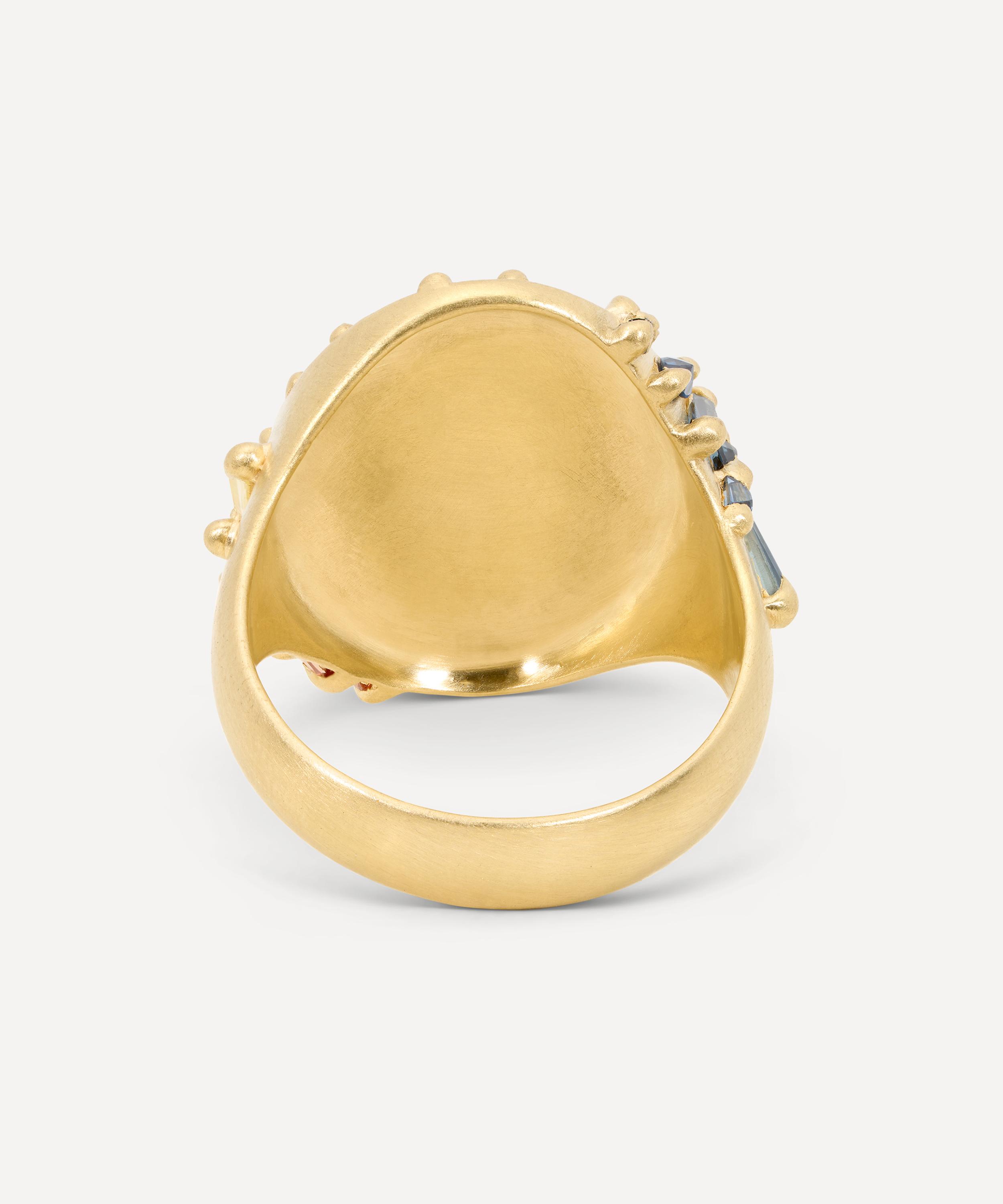 Polly Wales - 18ct Gold Mystic Rainbow Star Bright Signet Ring image number 3