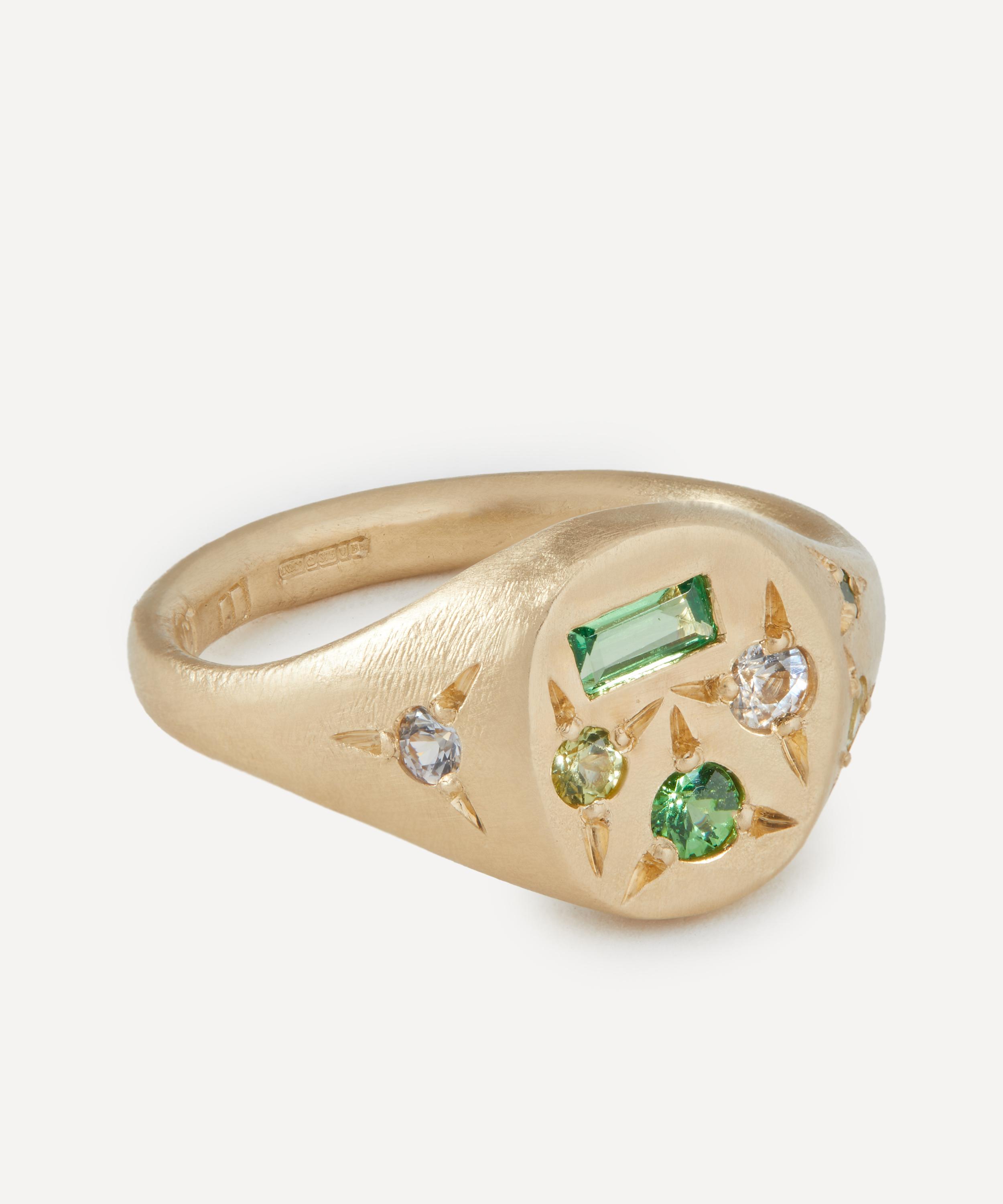 Seb Brown - 9ct Gold Green Treasure Ring image number 1