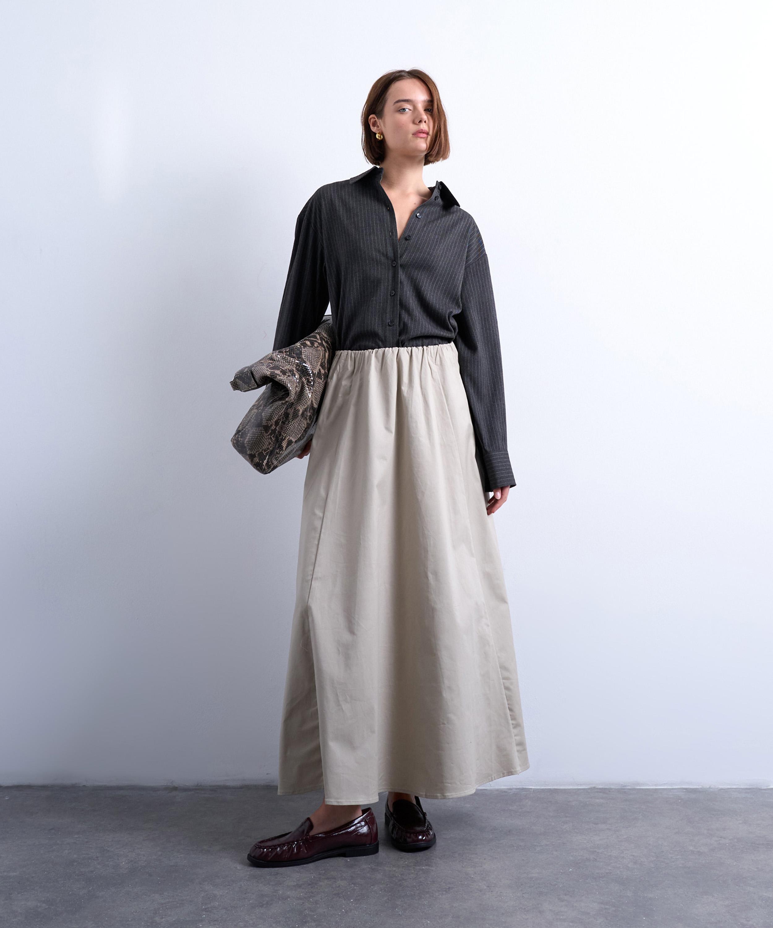 TOPSHOP - Taupe Heavy Twill Full Circle Midi Skirt image number 0