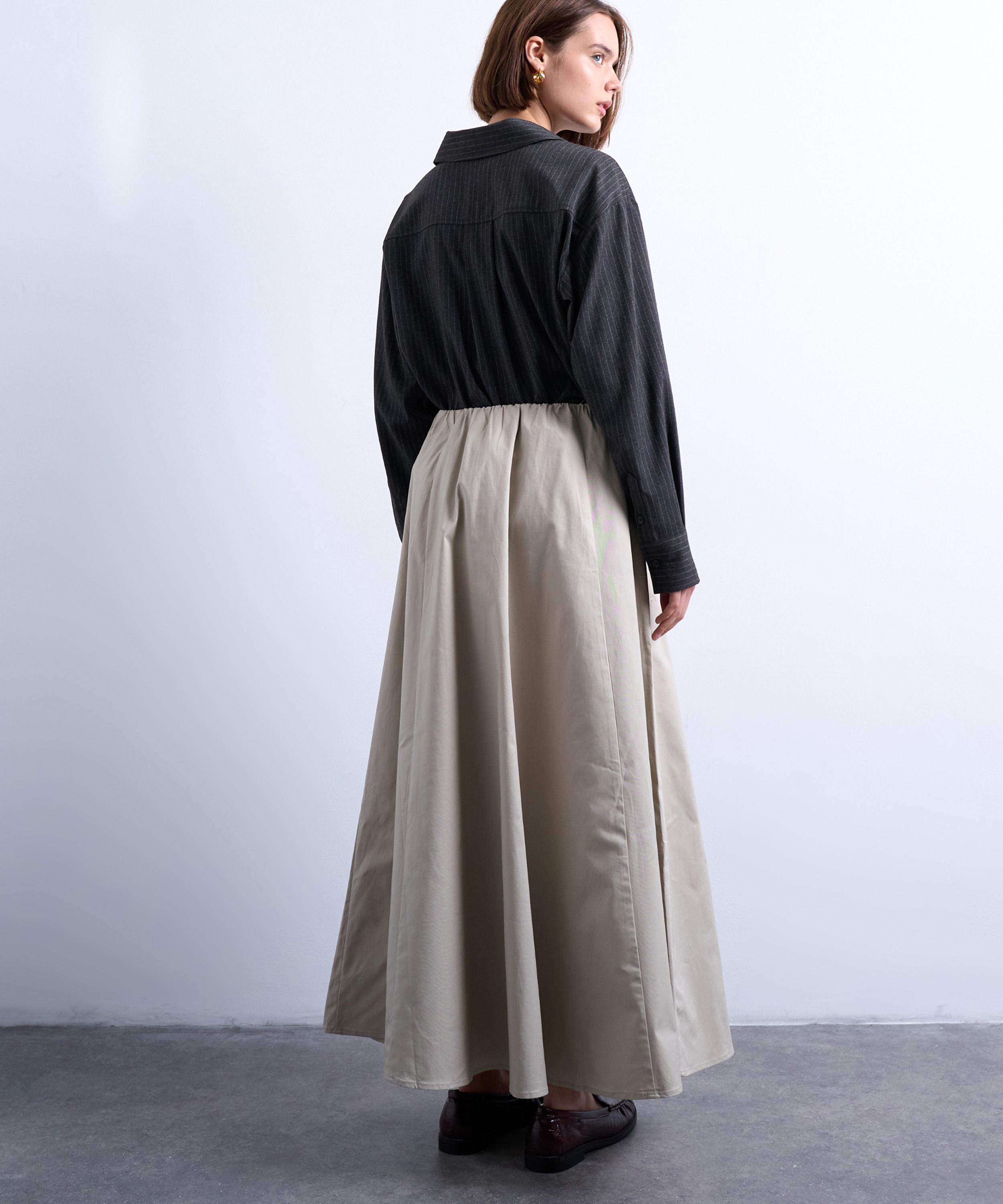 TOPSHOP - Taupe Heavy Twill Full Circle Midi Skirt image number 4