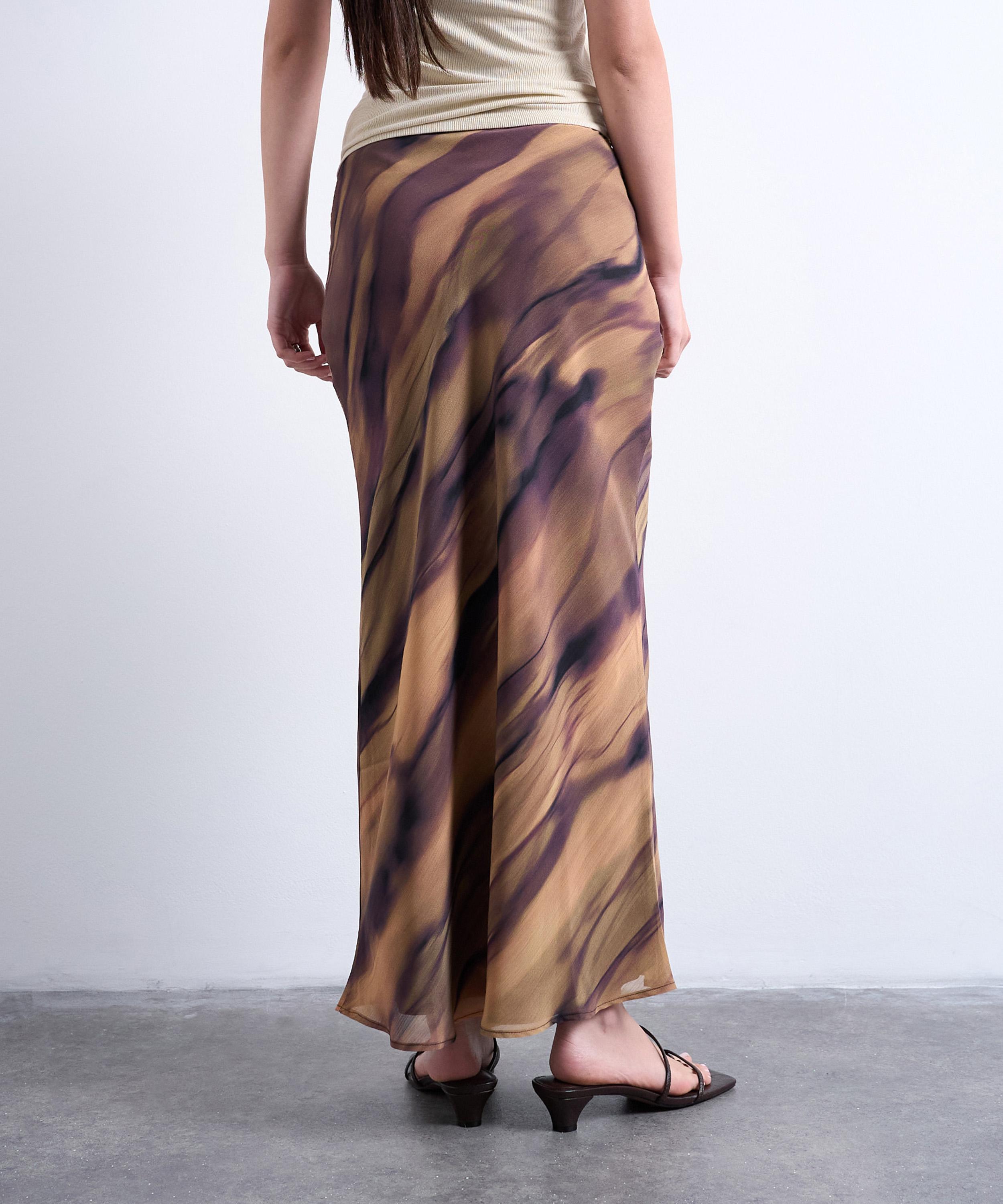TOPSHOP - Woodgrain Chiffon Midi Skirt image number 3