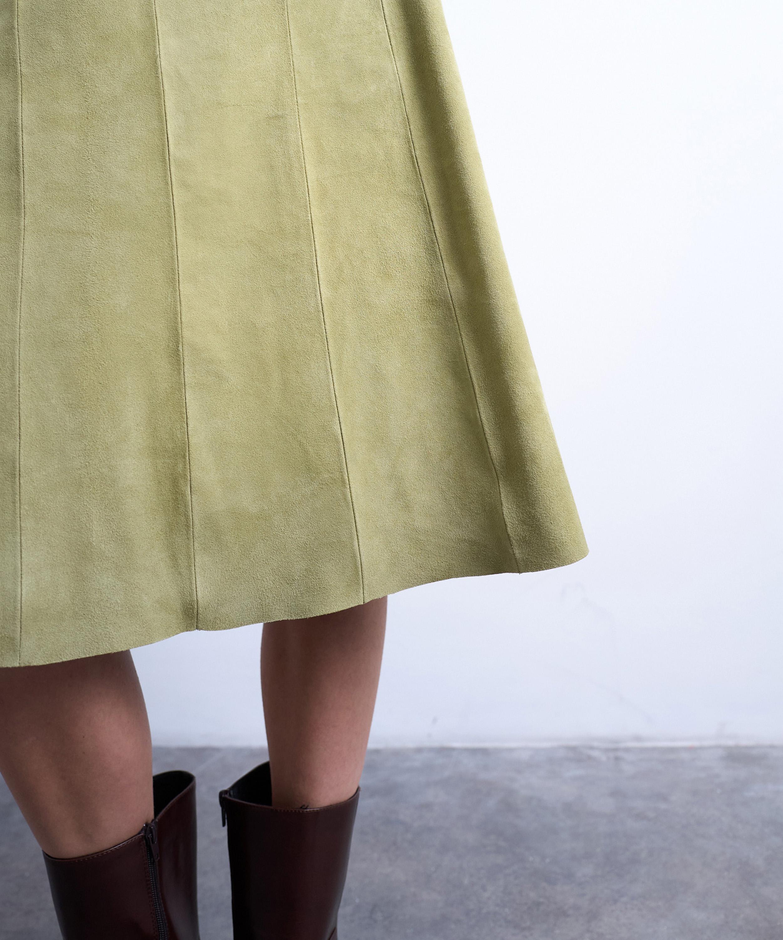 TOPSHOP - Avocado Suede Panelled Midi Skirt image number 2