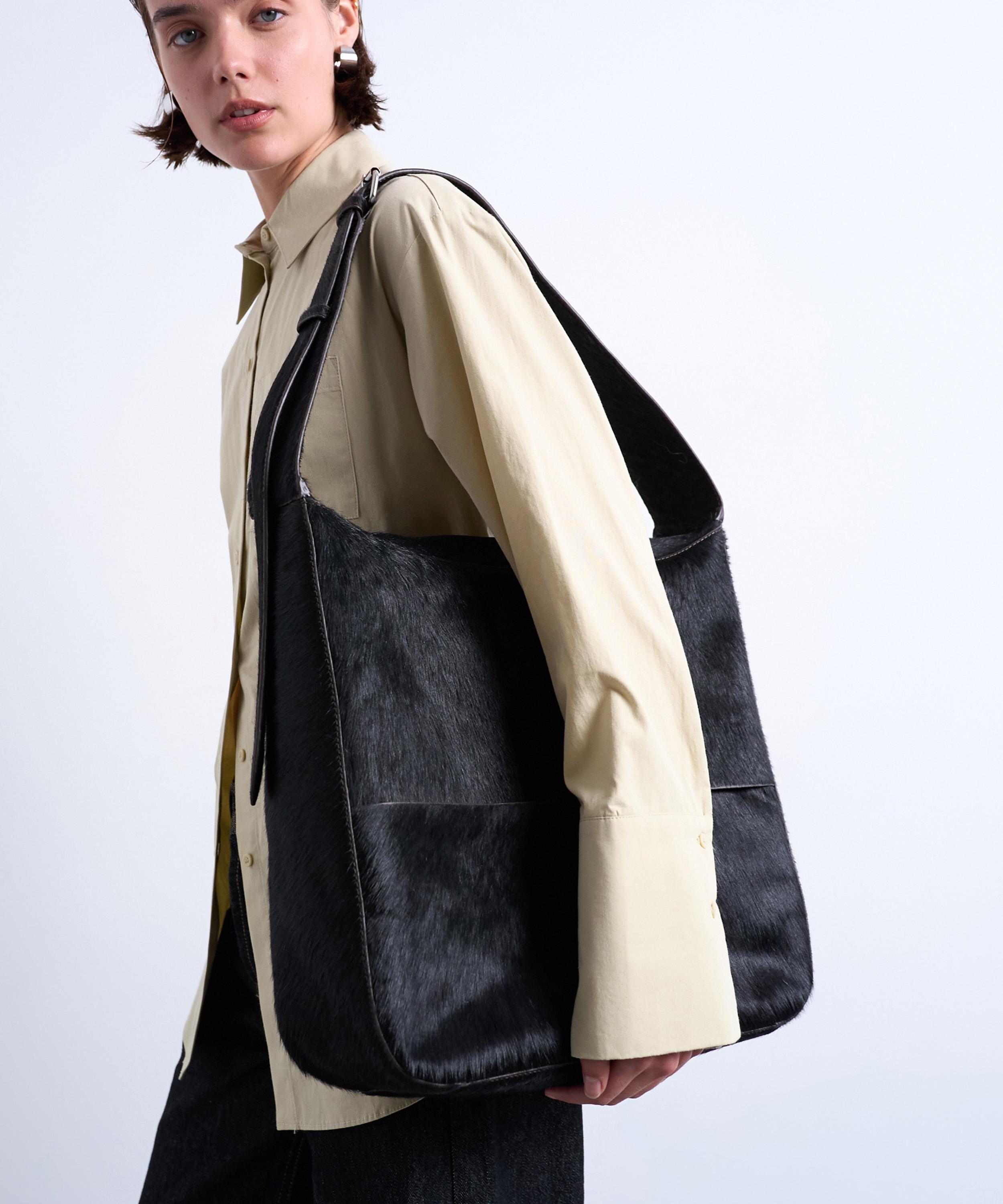 TOPSHOP - Teegan Pony Leather Oversized Weave Tote Bag image number 1