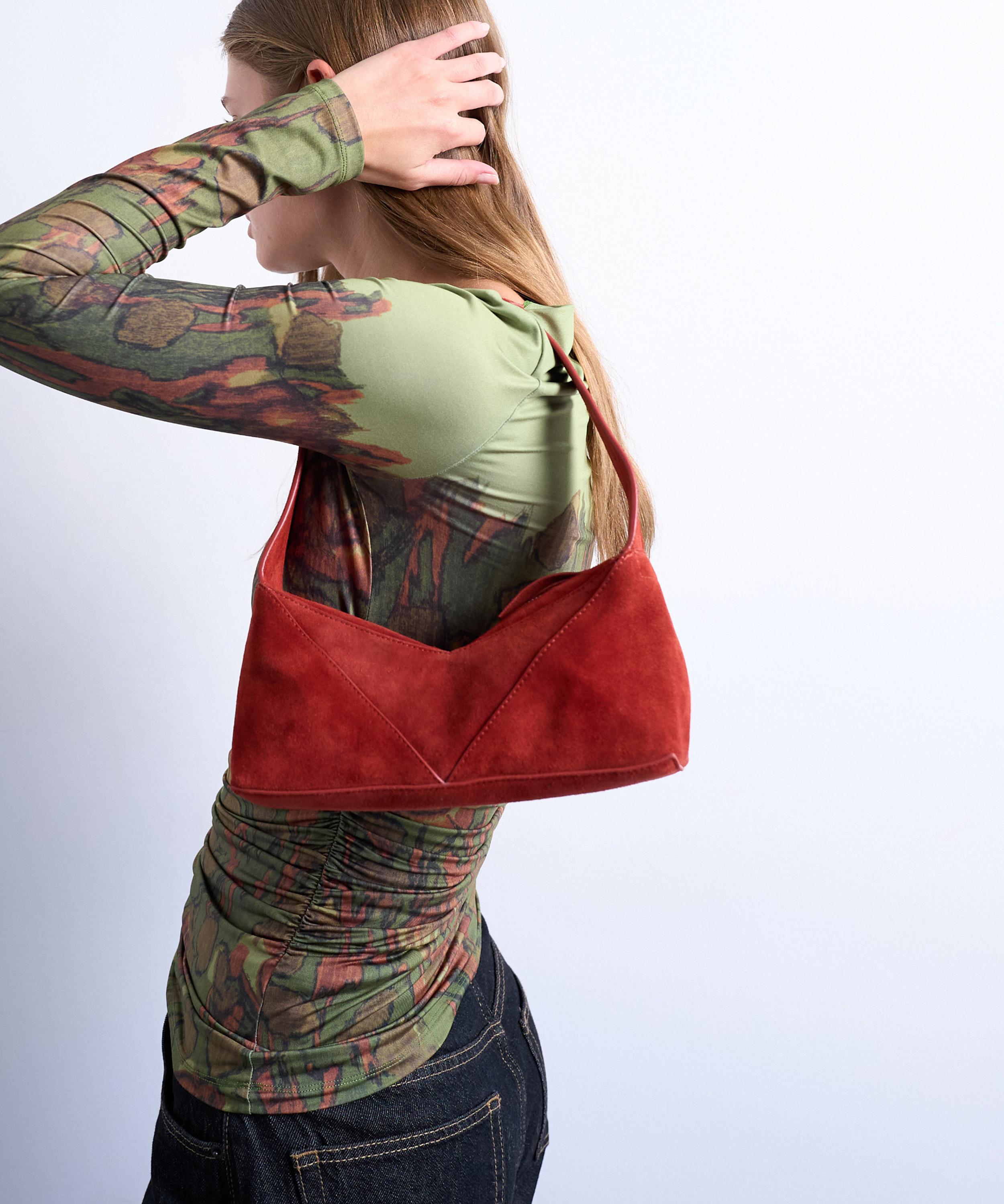 TOPSHOP - Rust Safia Suede Shoulder Bag image number 0