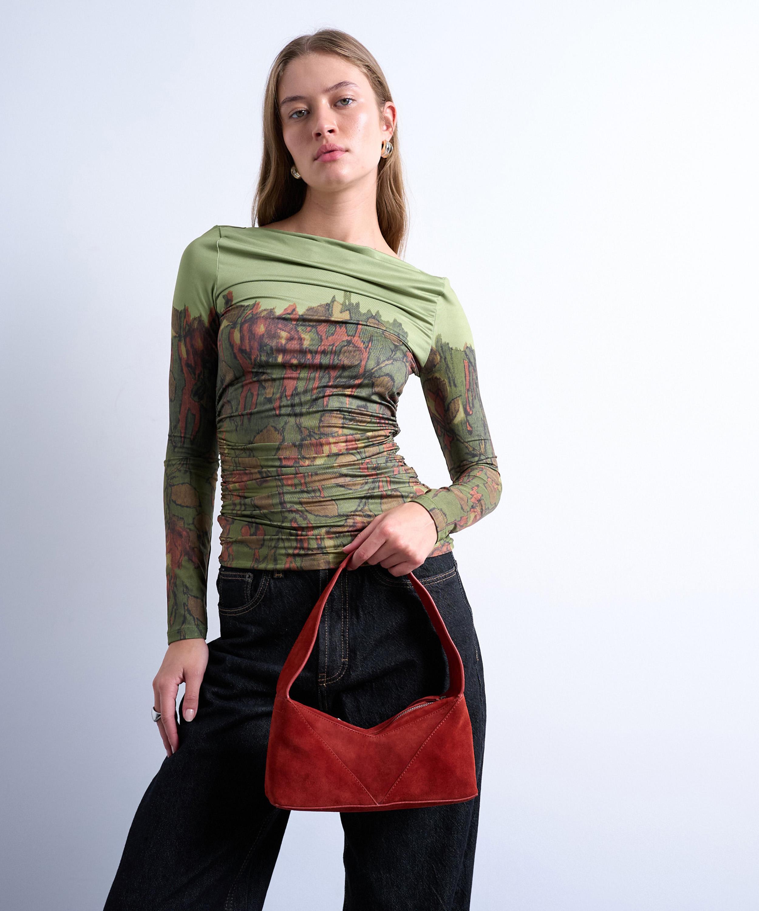 TOPSHOP - Rust Safia Suede Shoulder Bag image number 1