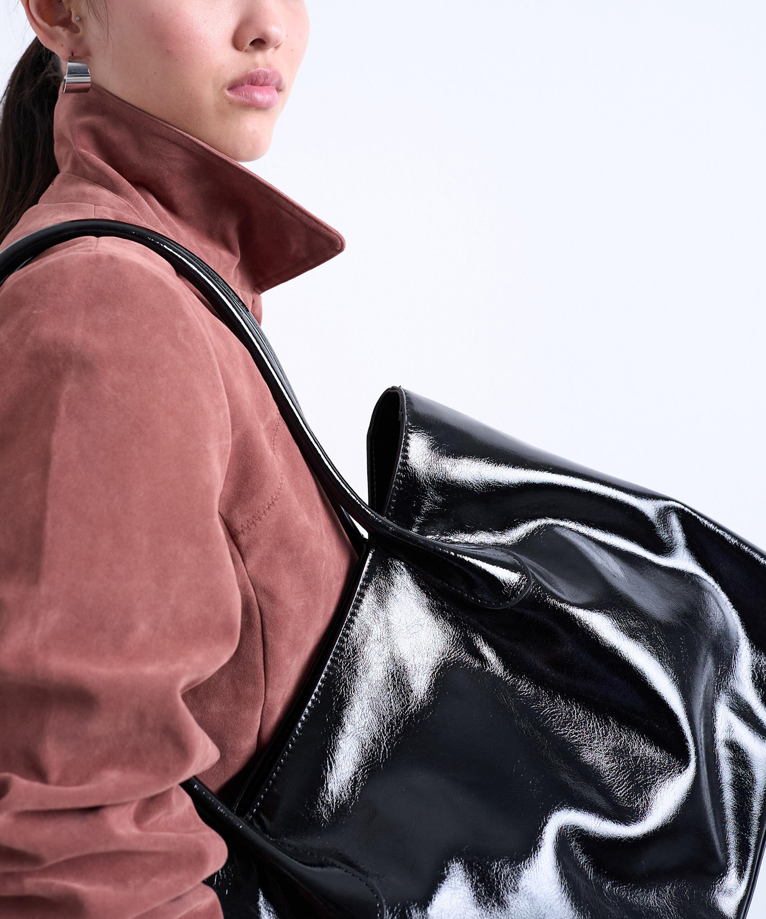 TOPSHOP - Black Toby Tubler Handle Tote Bag image number 3