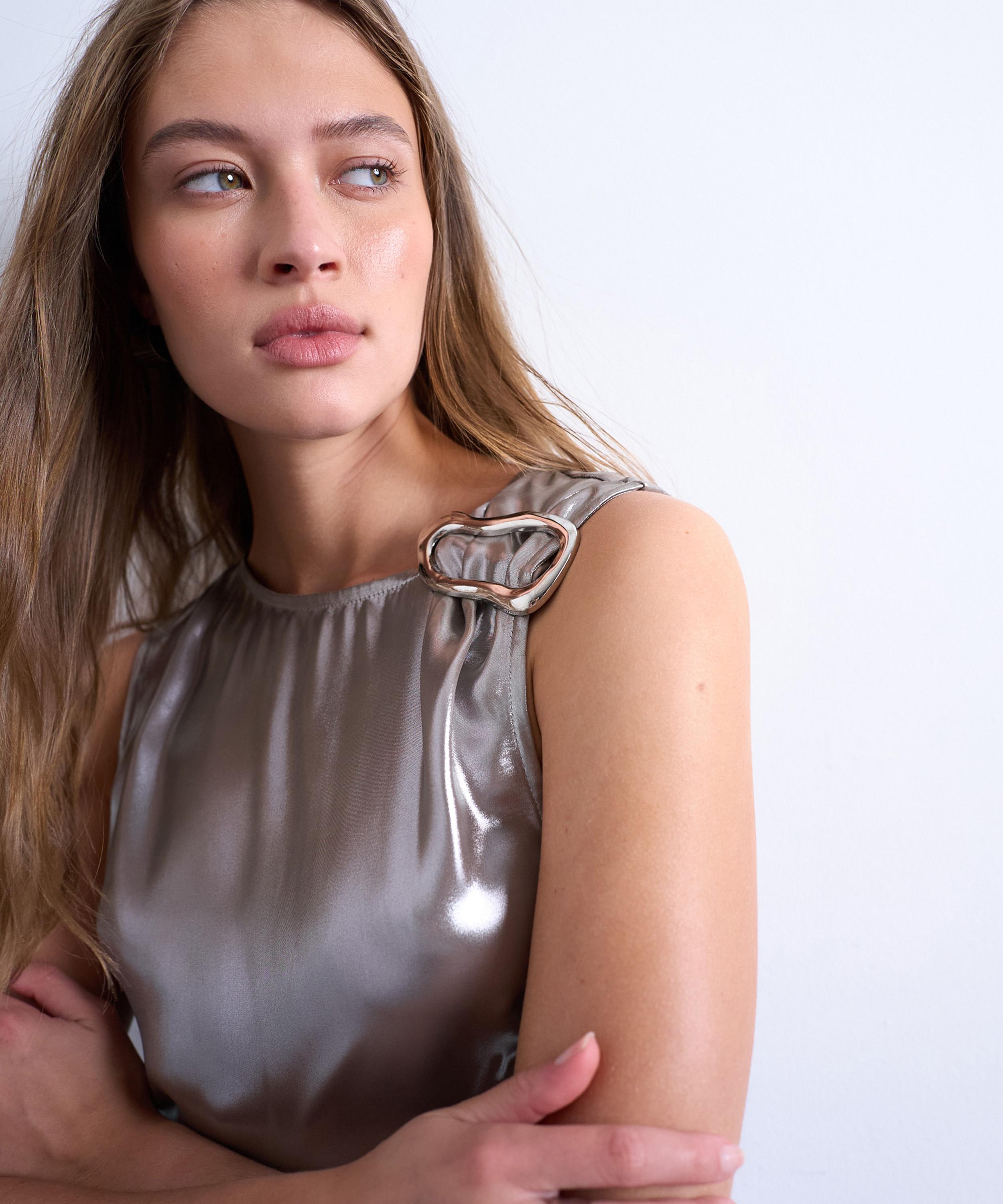 TOPSHOP - Metallic Midiaxi Dress image number 2