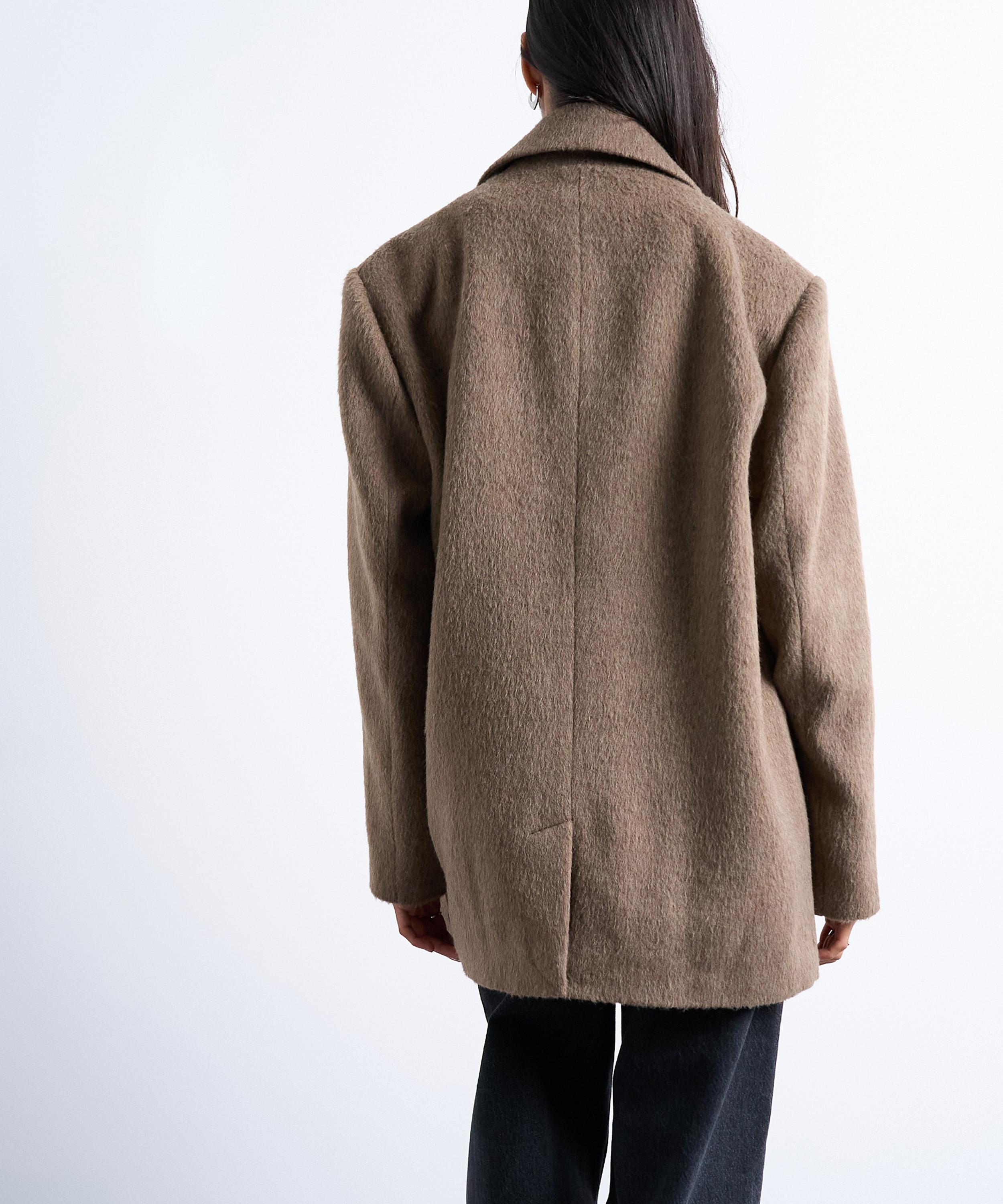 TOPSHOP - Camel Brushed Three-Button Blazer Coat image number 3