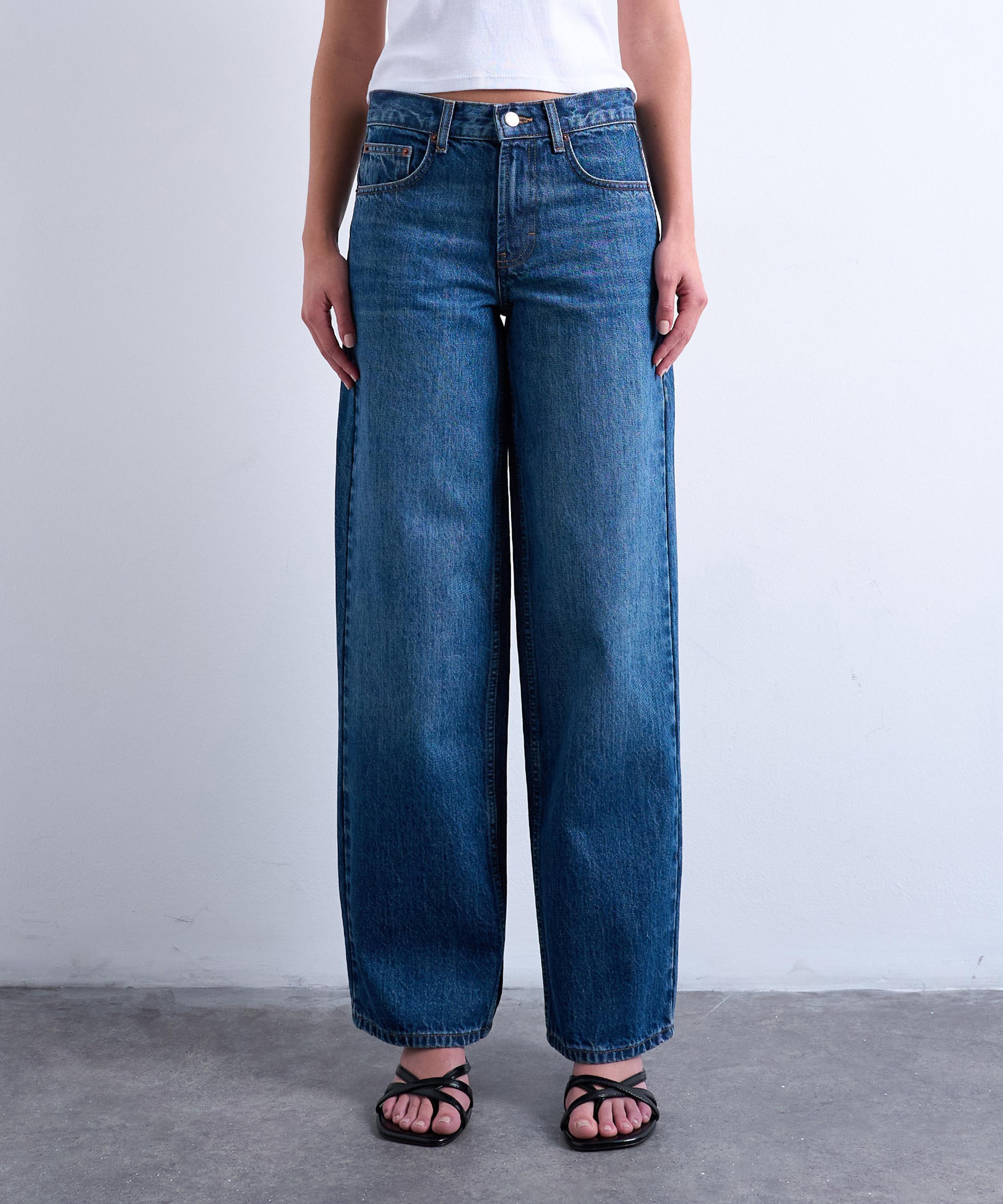 TOPSHOP - Mid Blue Cinch Low-Rise Jeans image number 2