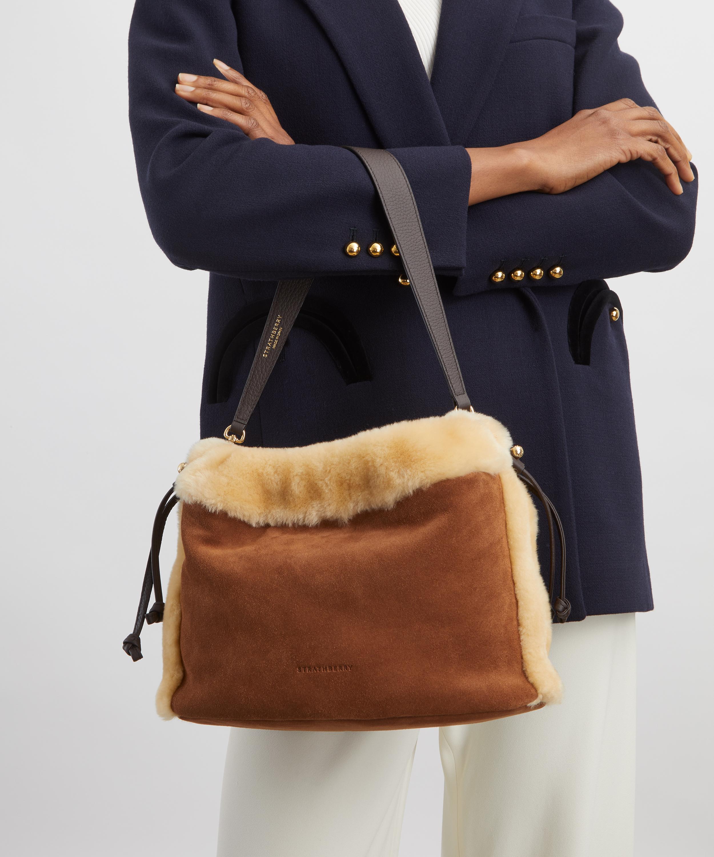 Strathberry - Charlotte Midi Drawstring Shearling Tote Bag image number 0