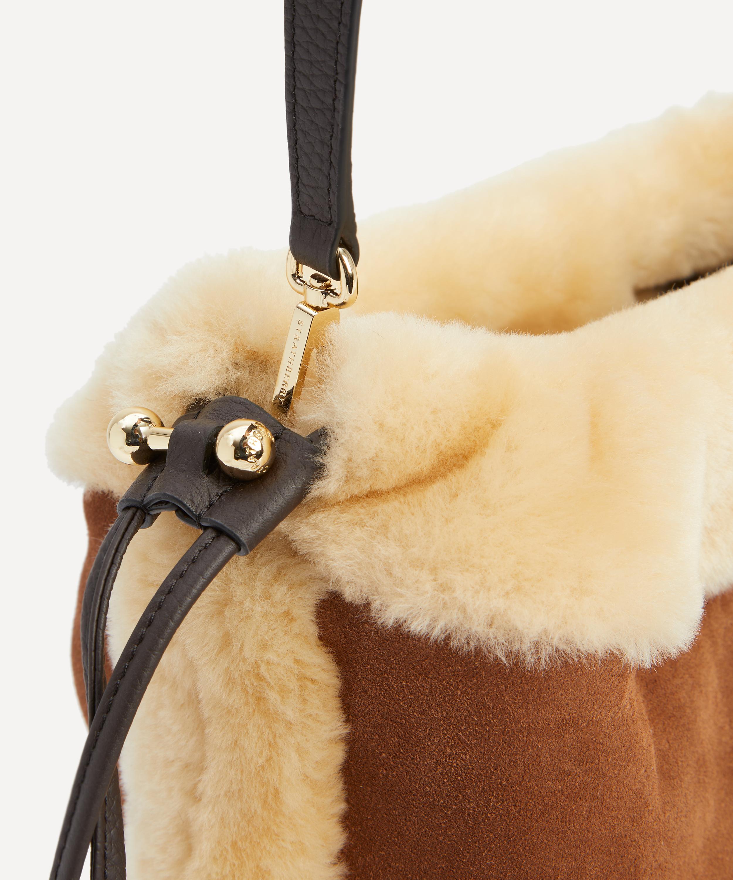 Strathberry - Charlotte Midi Drawstring Shearling Tote Bag image number 3