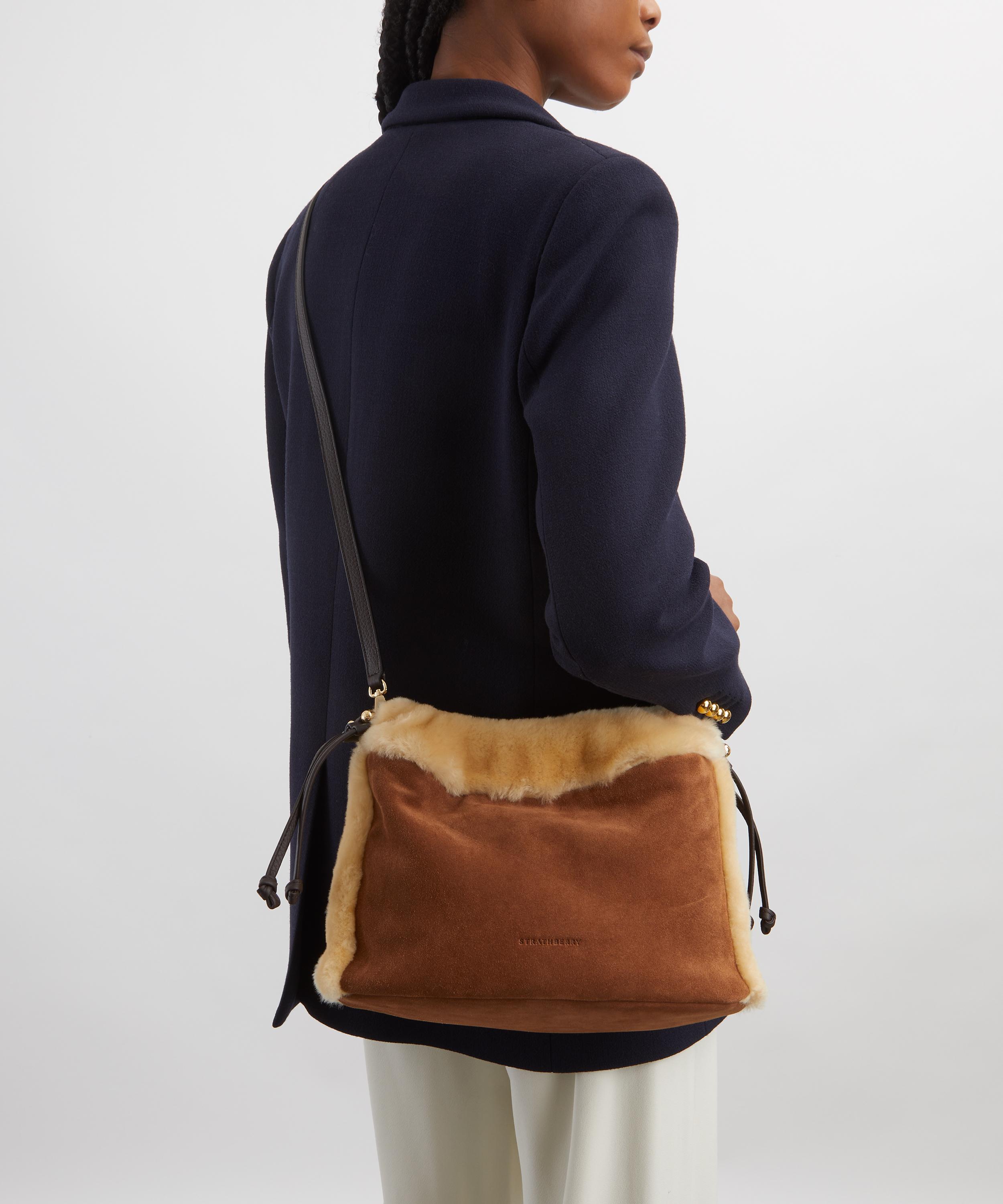Strathberry - Charlotte Midi Drawstring Shearling Tote Bag image number 1