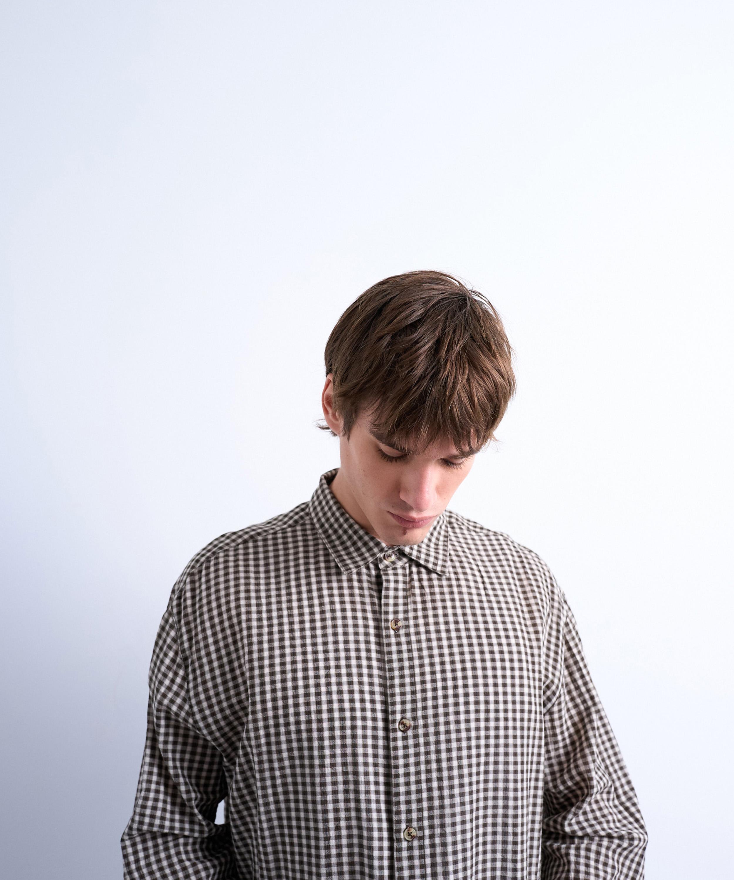 TOPMAN - Brown Textured Gingham Shirt image number 2