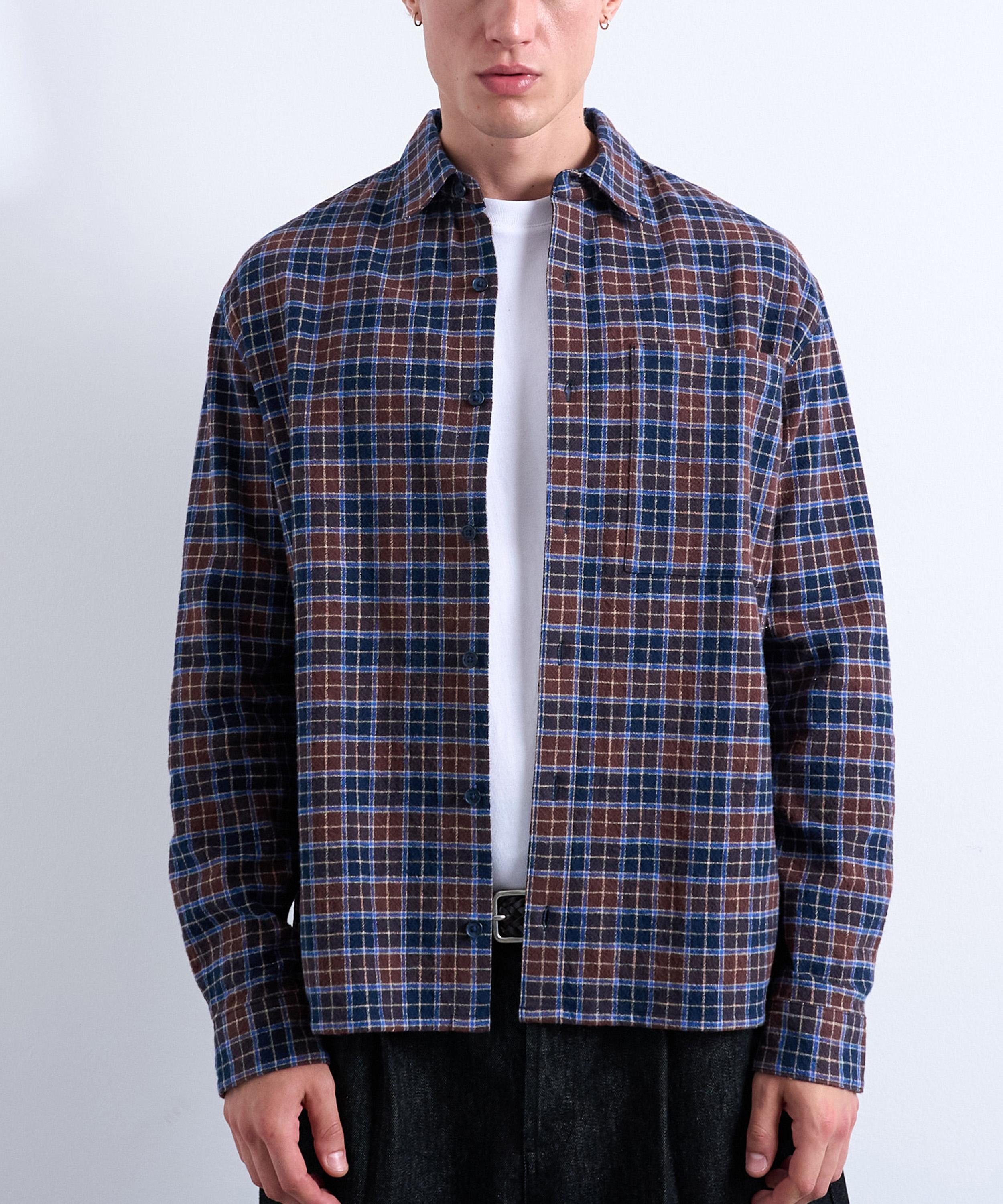 TOPMAN - Brown Check Relaxed Flannel Shirt
