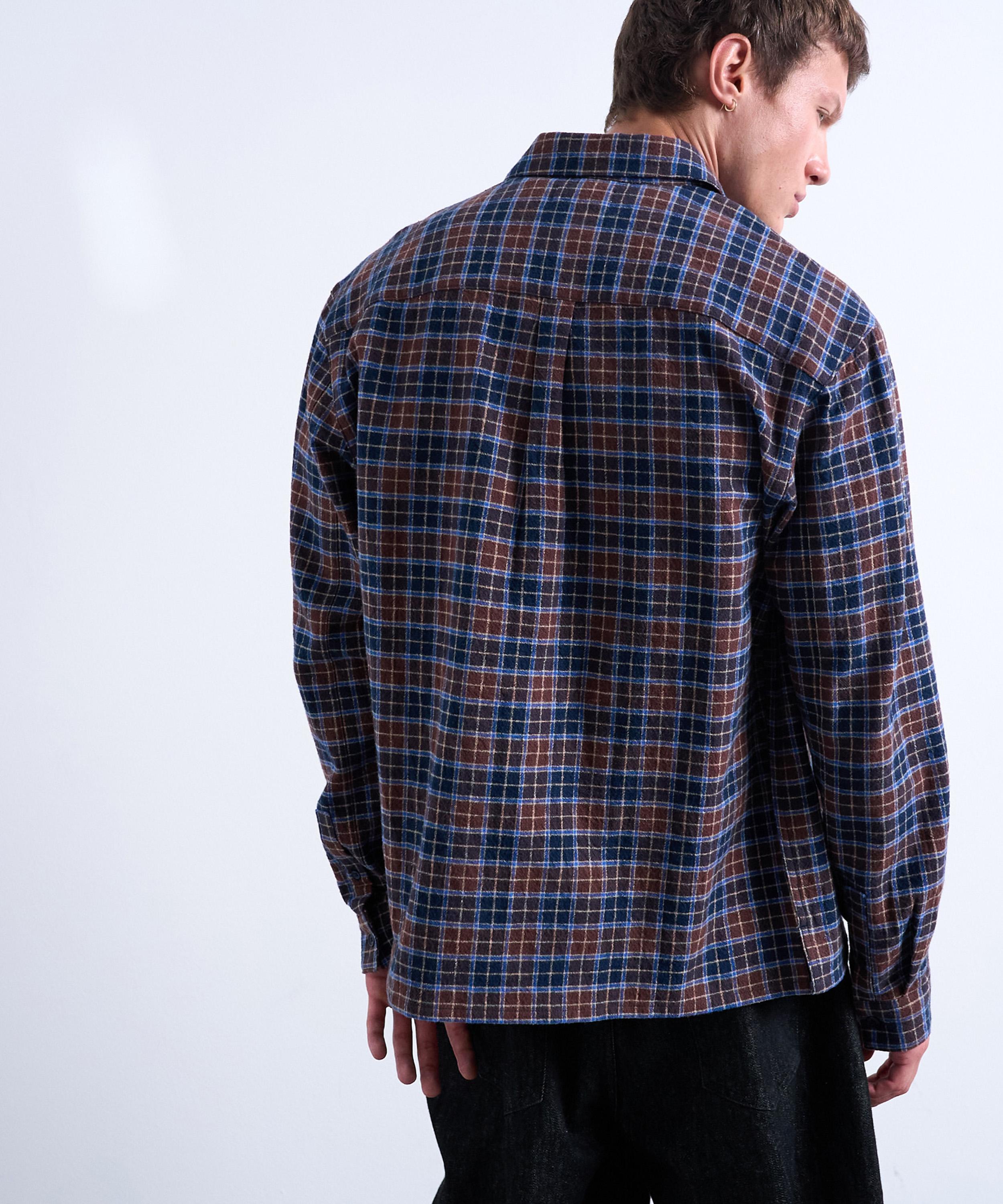 TOPMAN - Brown Check Relaxed Flannel Shirt image number 4