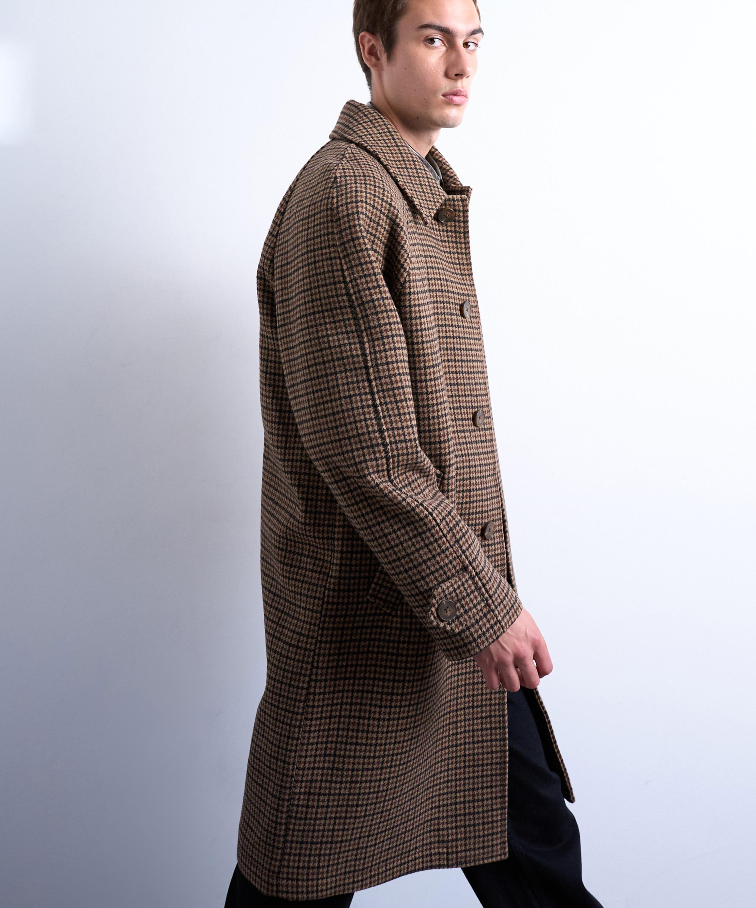 TOPMAN - Brushed Check Wool Blend Overcoat image number 3