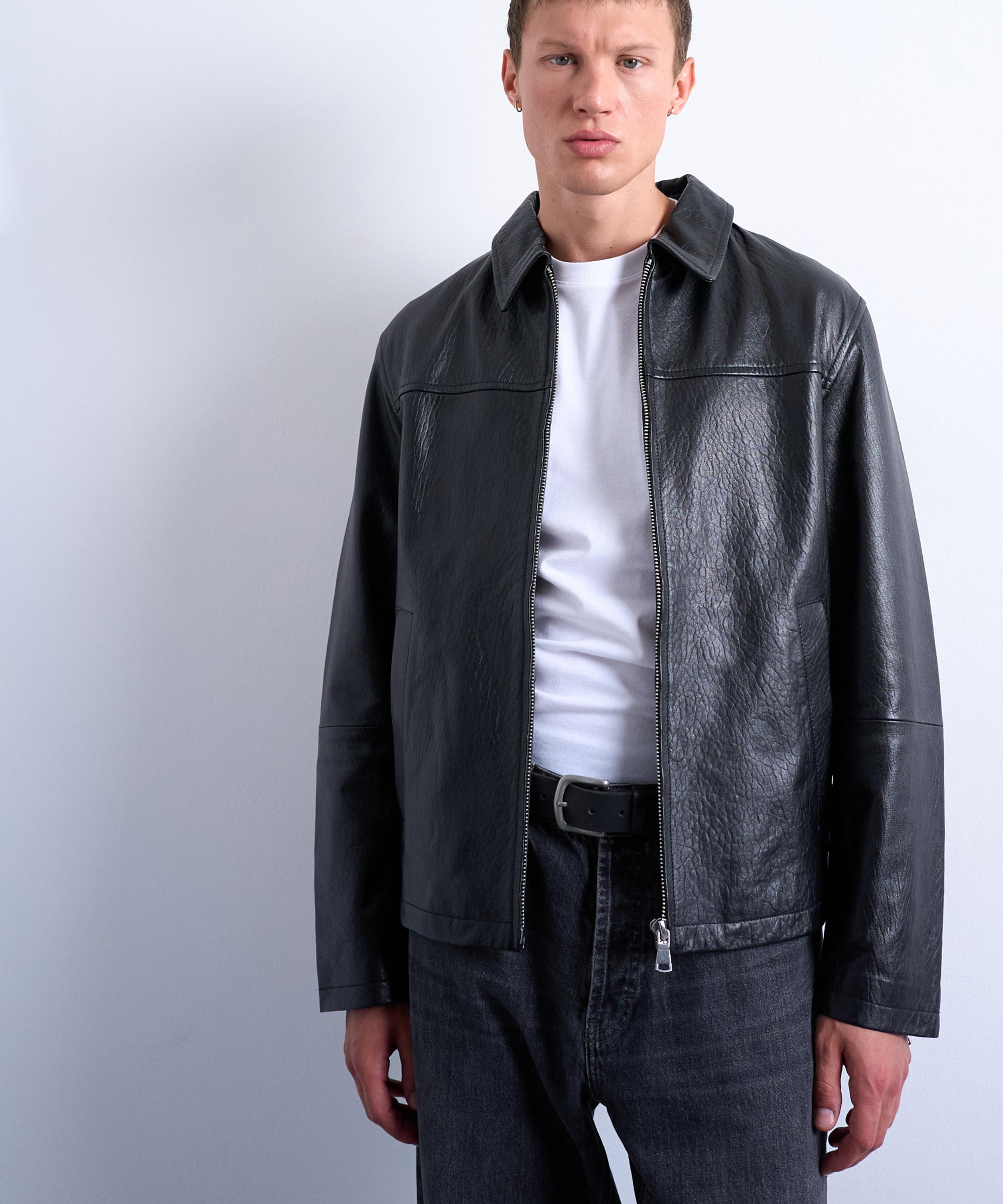 TOPMAN - Tan Leather Double Pocket Jacket image number 0